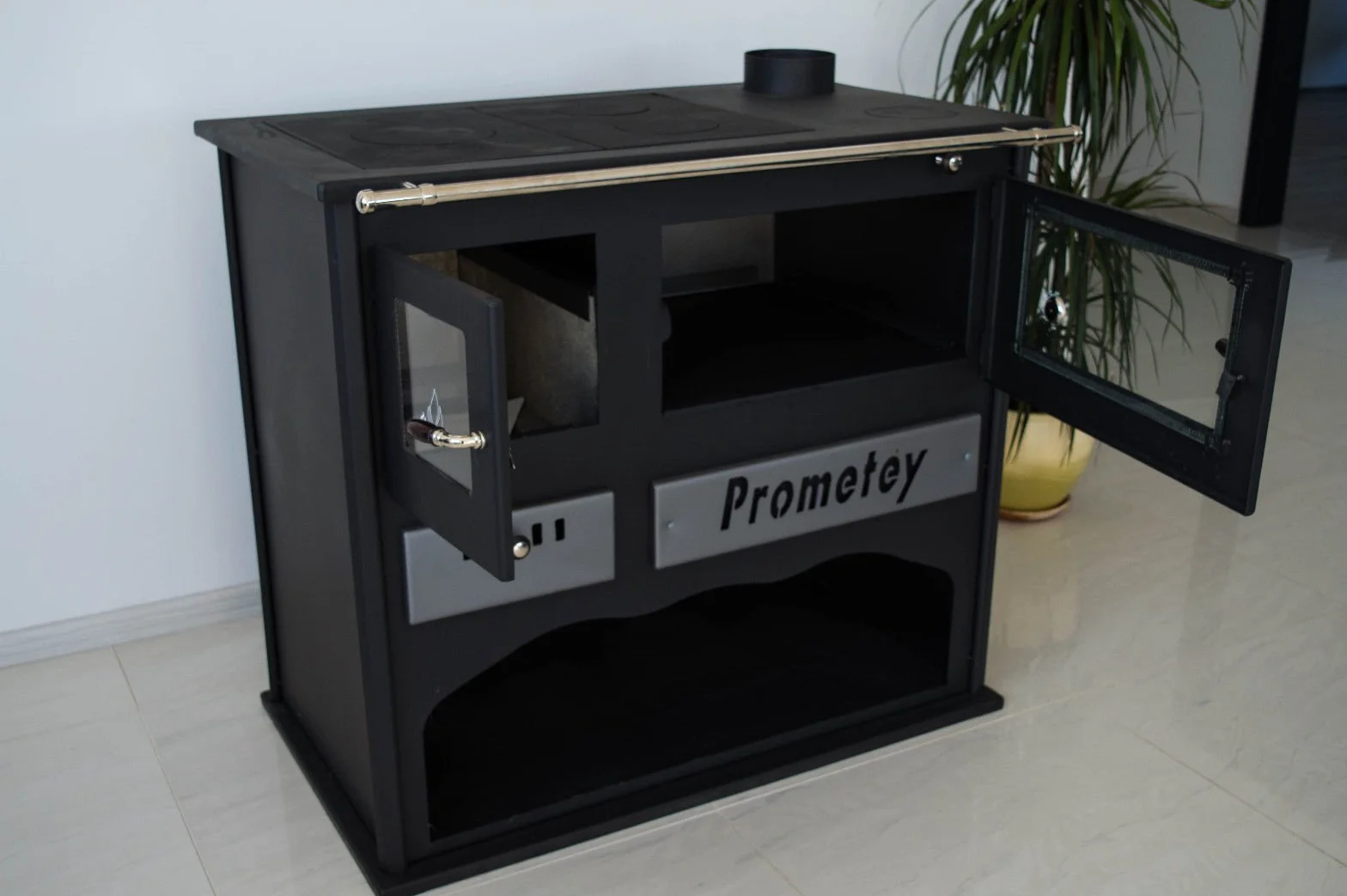 PROMETEY Poêle à bois cuisinière four 11 kW PRAKTIK LUX