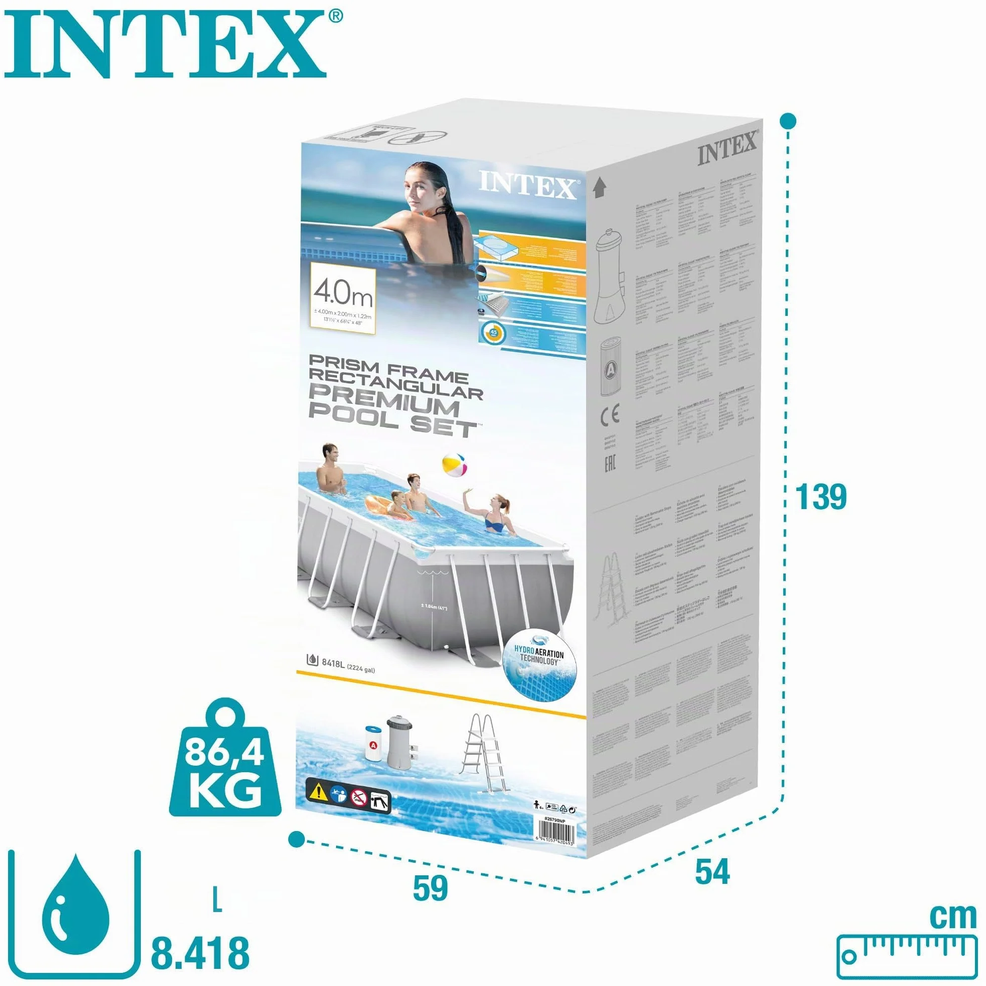 Intex Prism Frame Piscine Tubulaire Rectangulaire 4,00 x 2,00 x 1,22m