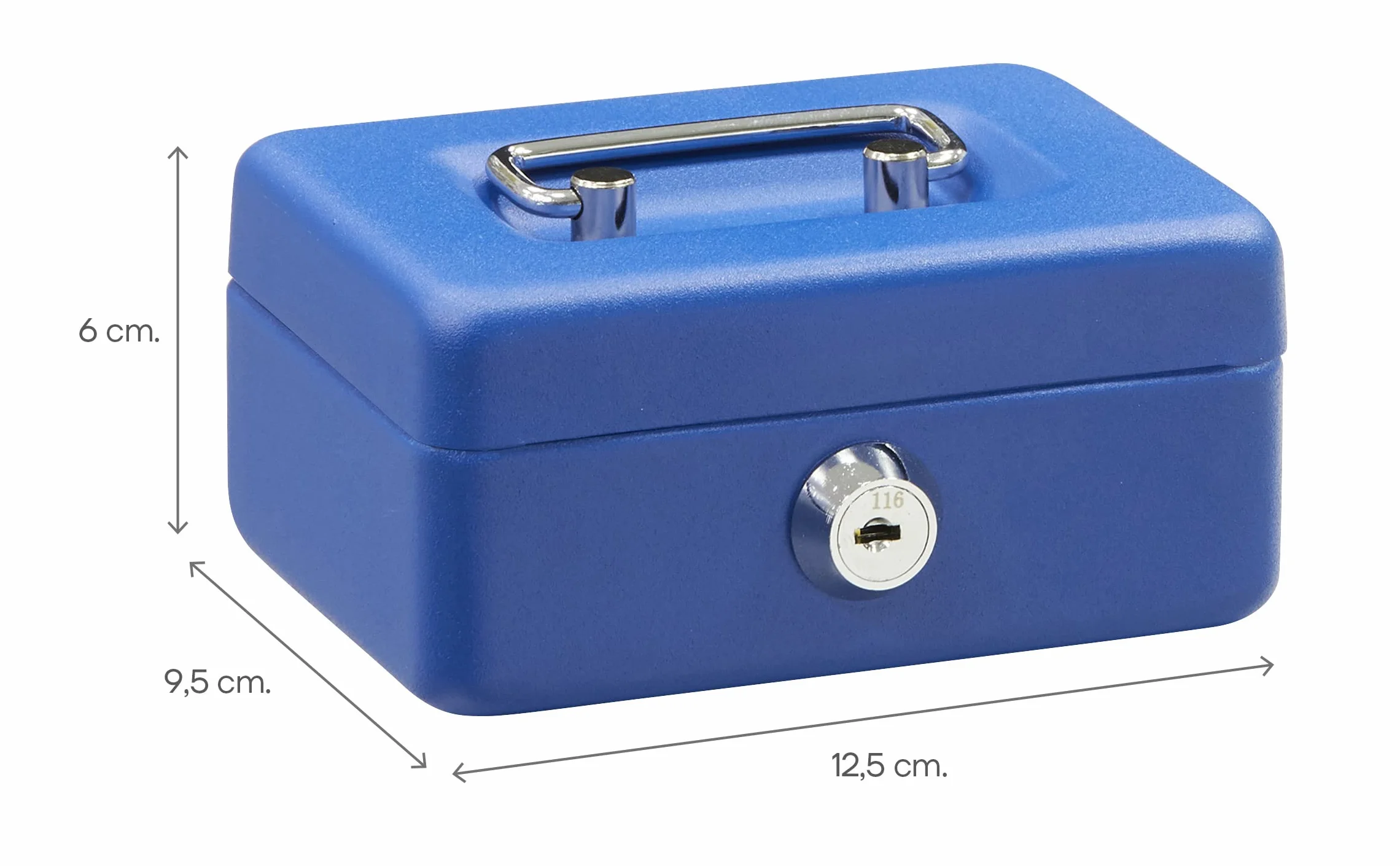ARREGUI C9005 Coffre fort portatif caisse à monnaie acier 12,5 cm Bleu