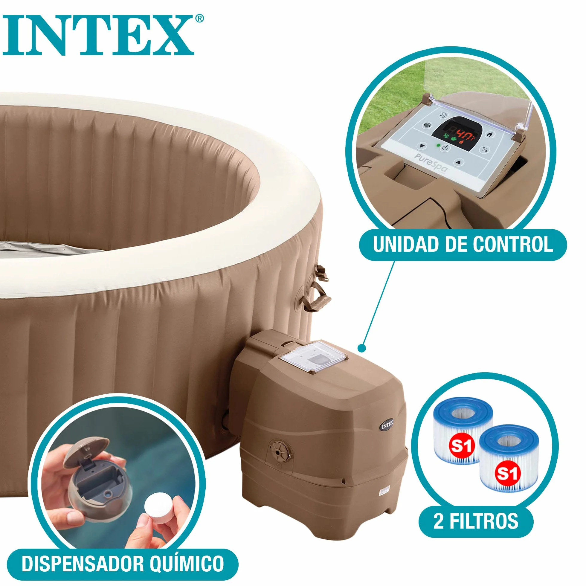 Intex Pure Spa Sahara 6 Places 28428EX Beige