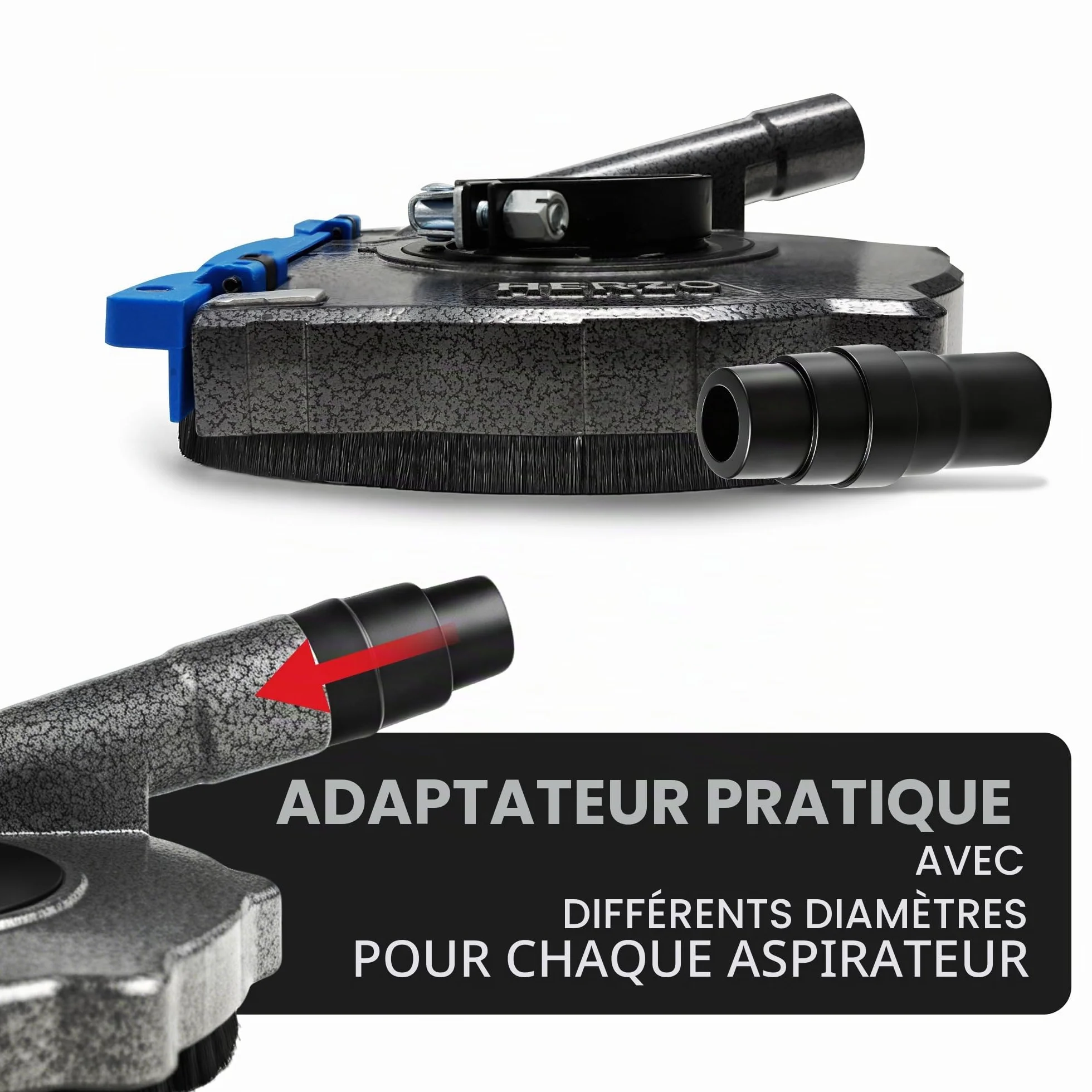 HERZO Capot d'aspiration pour meuleuse d'angle 125 mm aluminium