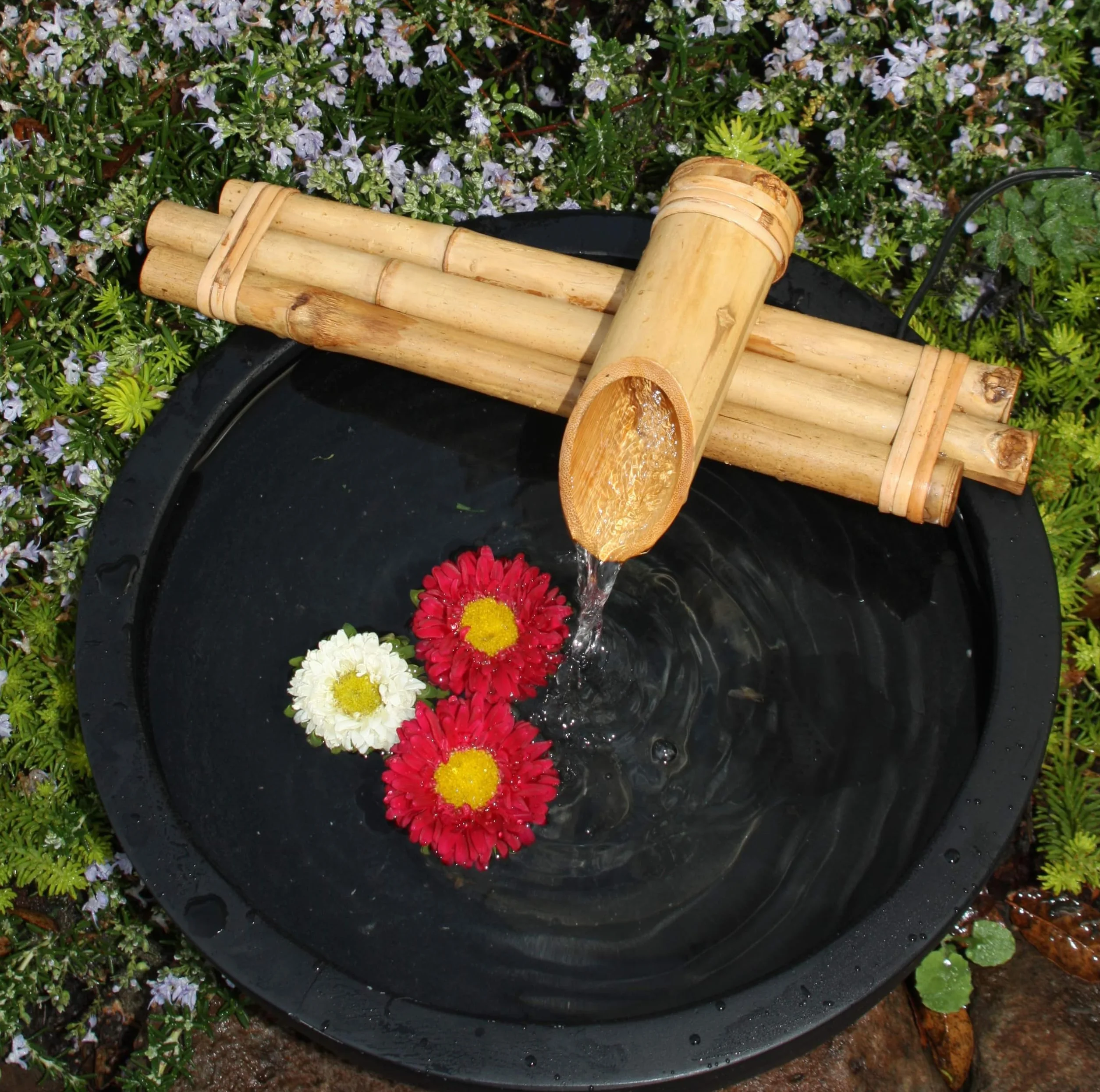 Kit Fontaine à Eau Zen Bamboo - Fontaine Trois Bras 30 cm Résistant aux Fissures pour Oasis DIY