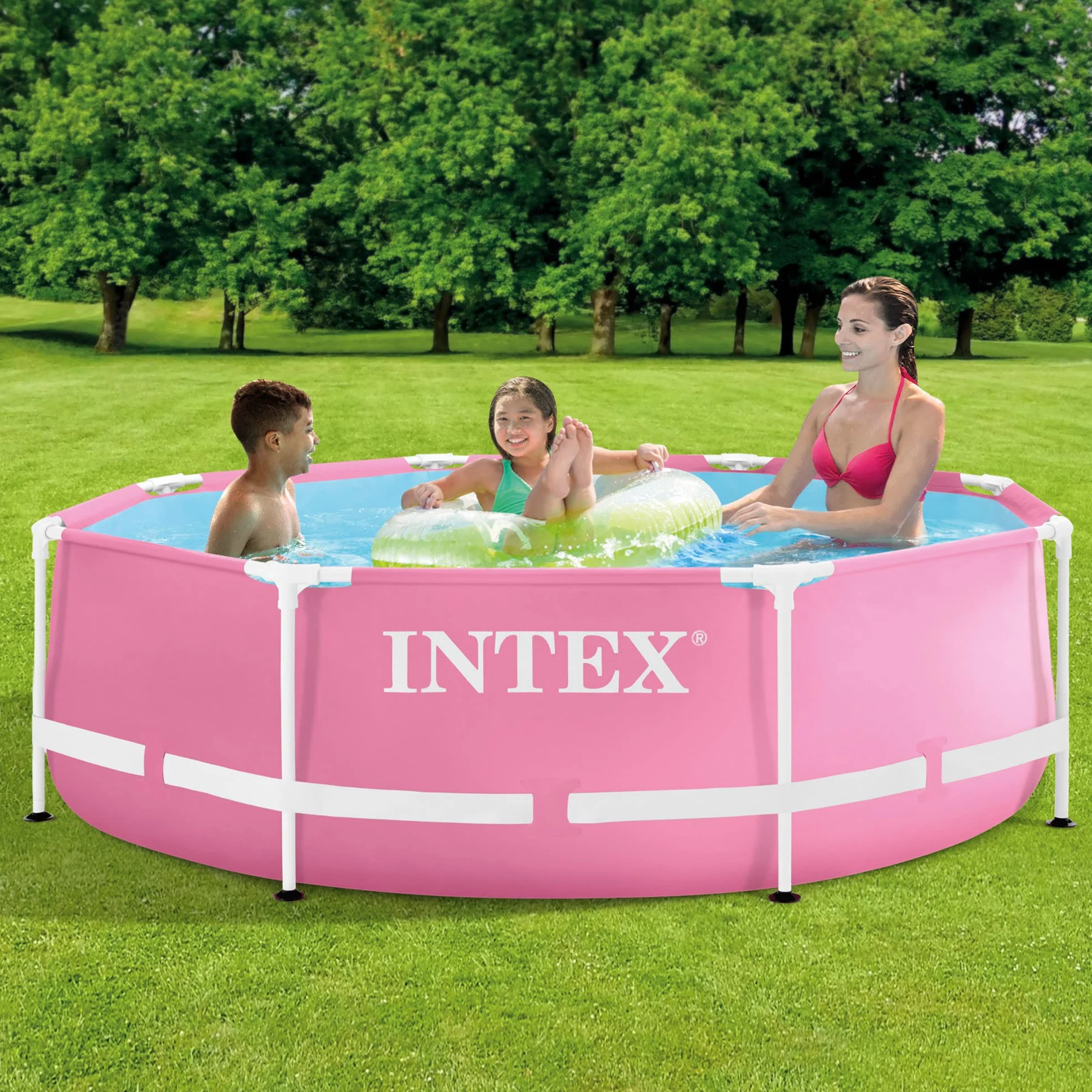 Intex Basen Metalowy 2,44 m x 76 cm Różowy 28290NP