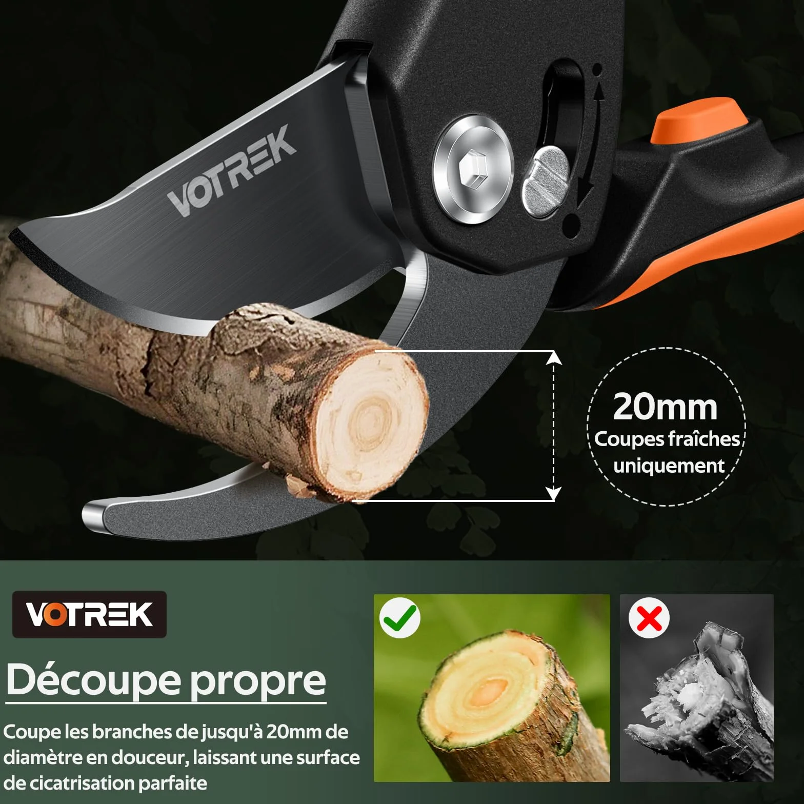 Sécateur de Jardin Bypass Pro 21,5 cm – Pour Mains Fragiles avec Réglage Progressif, Lame SK5 & Ressort Intégré – Secateur et Ciseaux Jardinage pour Rosiers et Fruitiers –Un Cadeau Jardin Idéal