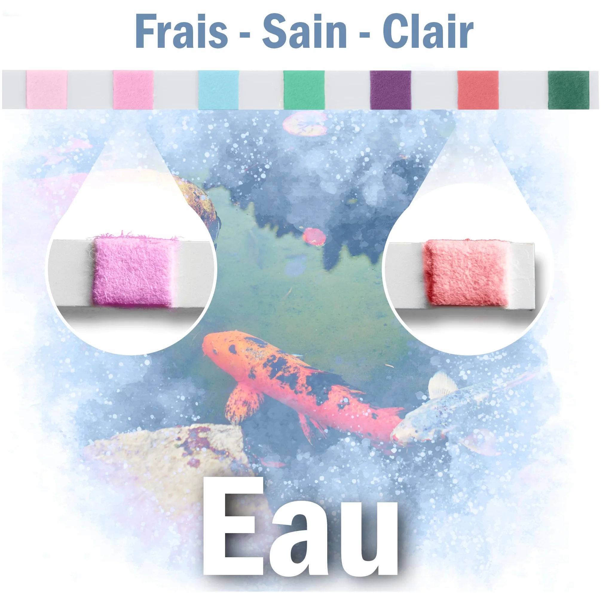 Bandelettes de test 7 en 1 pour bassin – Kit de test précis pour le pH, les nitrates, les nitrites, les carbonates, la dureté, le chlore total et libre – Pour bassins – 50 bandelettes