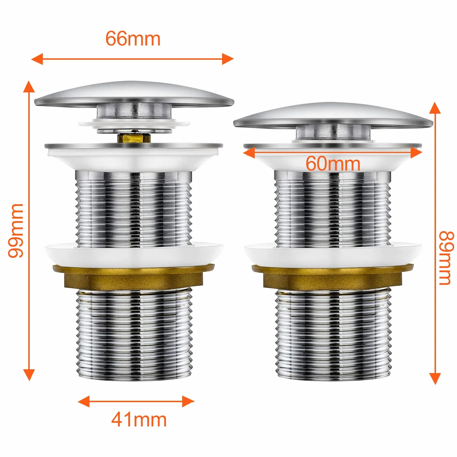 Bonde de Lavabo Acier Inoxydable Pop-up Clic Clac sans Trop-Plein Argent