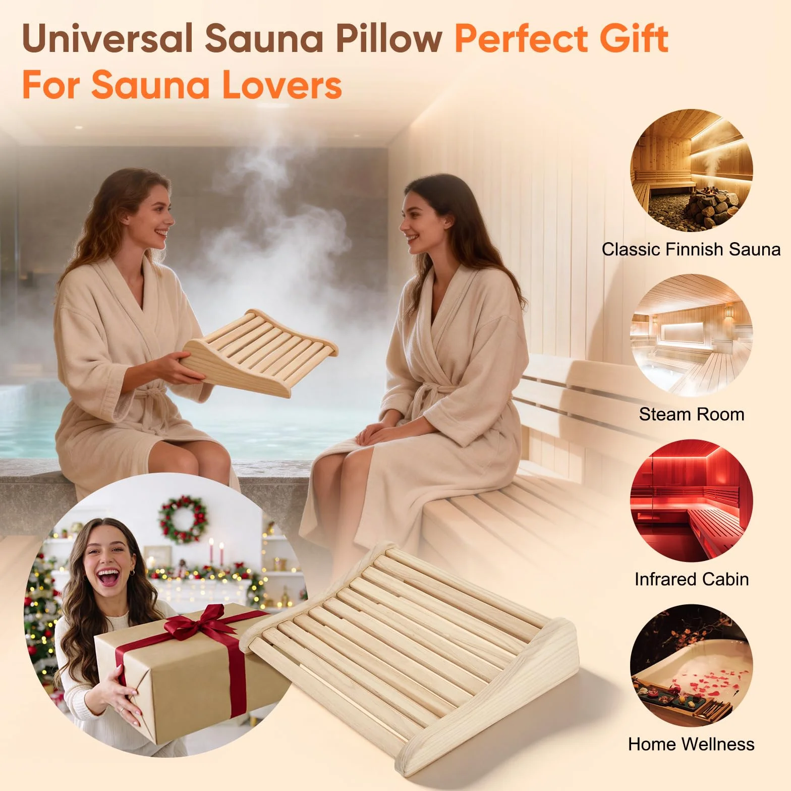 Appui-Tête Sauna en Bois de Cèdre 2 Pièces 37x33x10cm Coussin de Nuque Ergonomique