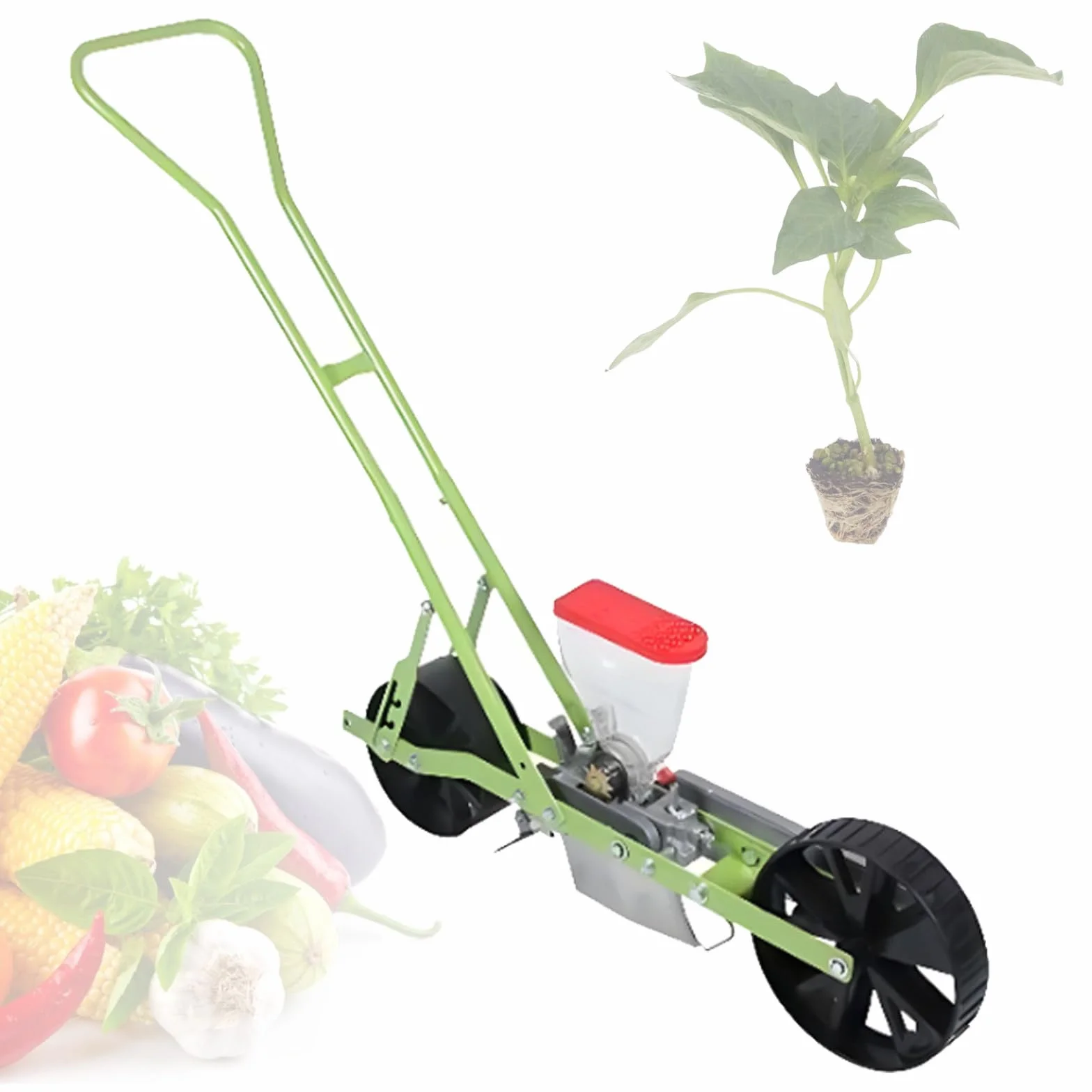 Semoir Manuel pour légumes, semoir à maïs et soja à 1/2/3/4/5/6 Rangs, espacement réglable Entre Les Plants et Les Rangs pour la Plantation de poireaux, d'épinards et de Carottes 1Row
