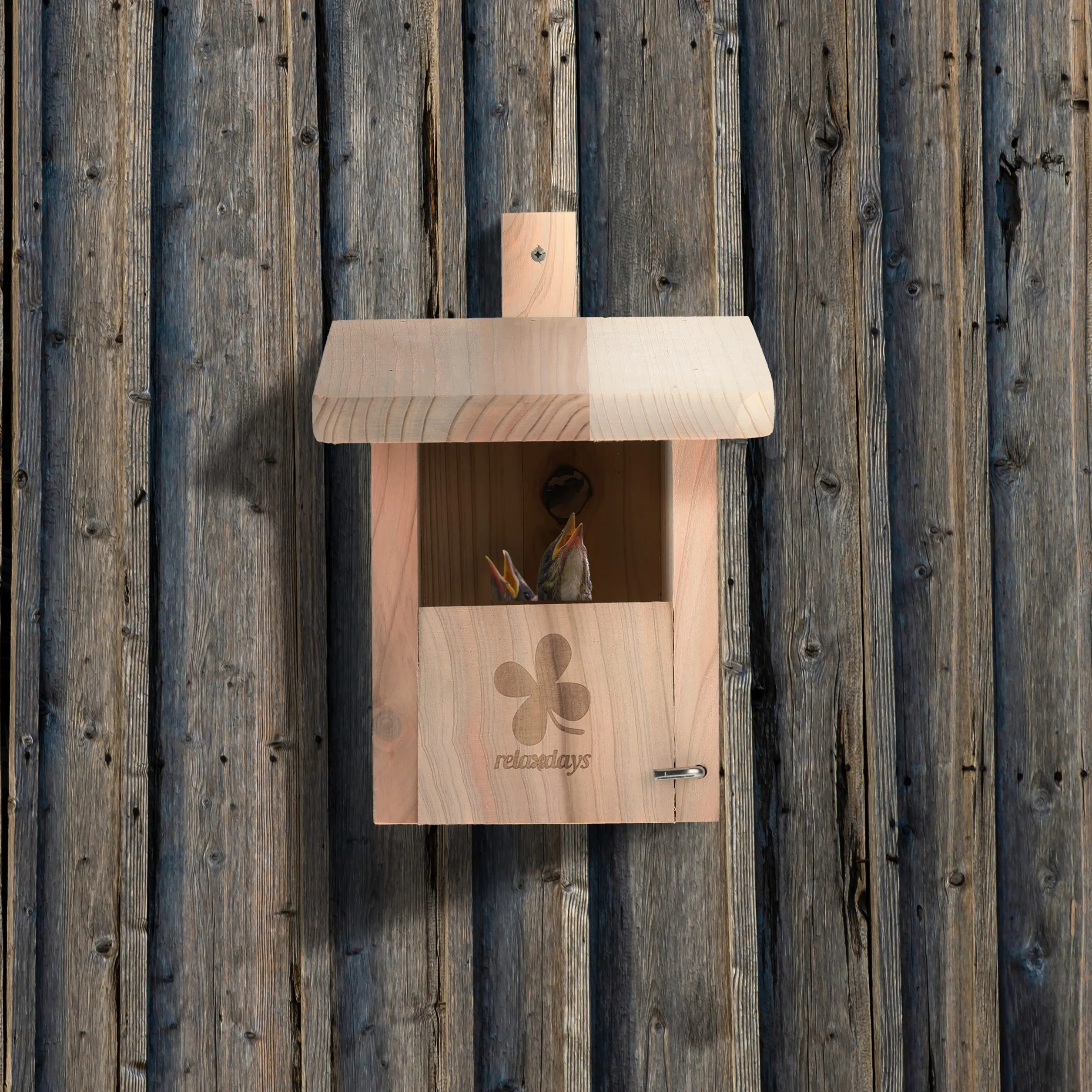 Relaxdays Nichoir d'extérieur pour Oiseaux Semi-cavernicoles, Fente d'envol HL 65x96 cm, Sapin, Jardin, terrasse, Nature
