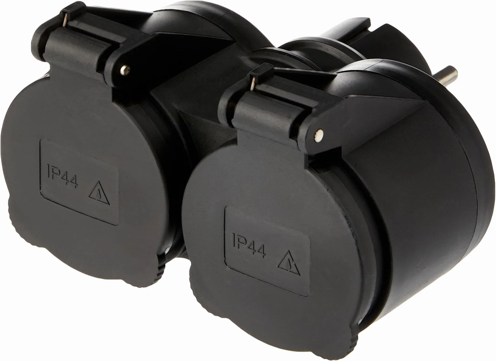 Electraline Adaptateur d'extérieur 2 prises Schuko IP44 noir