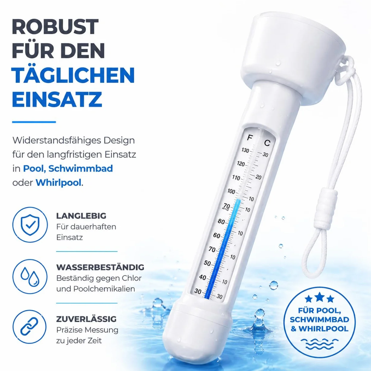 Thermomètre flottant pour piscine - Mesure précise