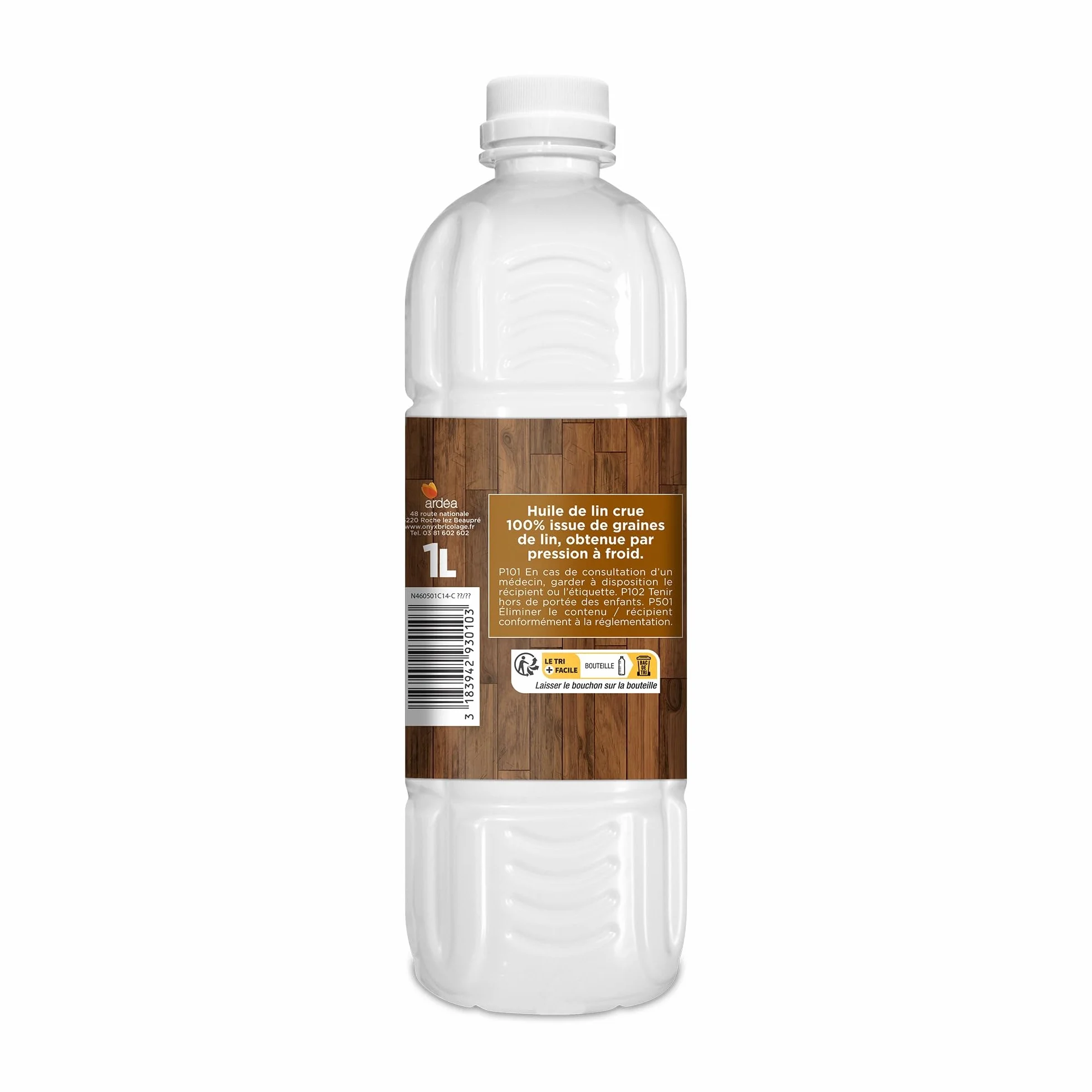 Huile de Lin pour Bois 100% Graines de Lin 1L Protection Rénovation Entretien Extérieurs Sols Poreux Fabrication Française