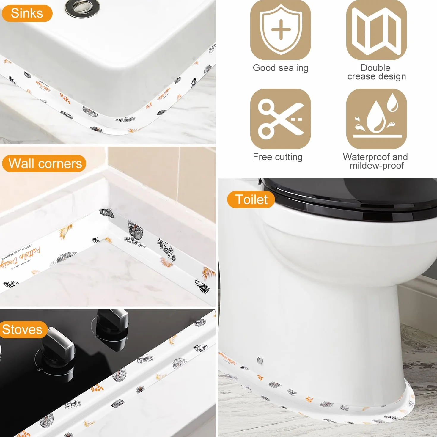 Bande Etancheite Autocollante 38mm X 3,2 M Joint Salle De Bain Douche Cuisine Toilettes WC Baignoire
