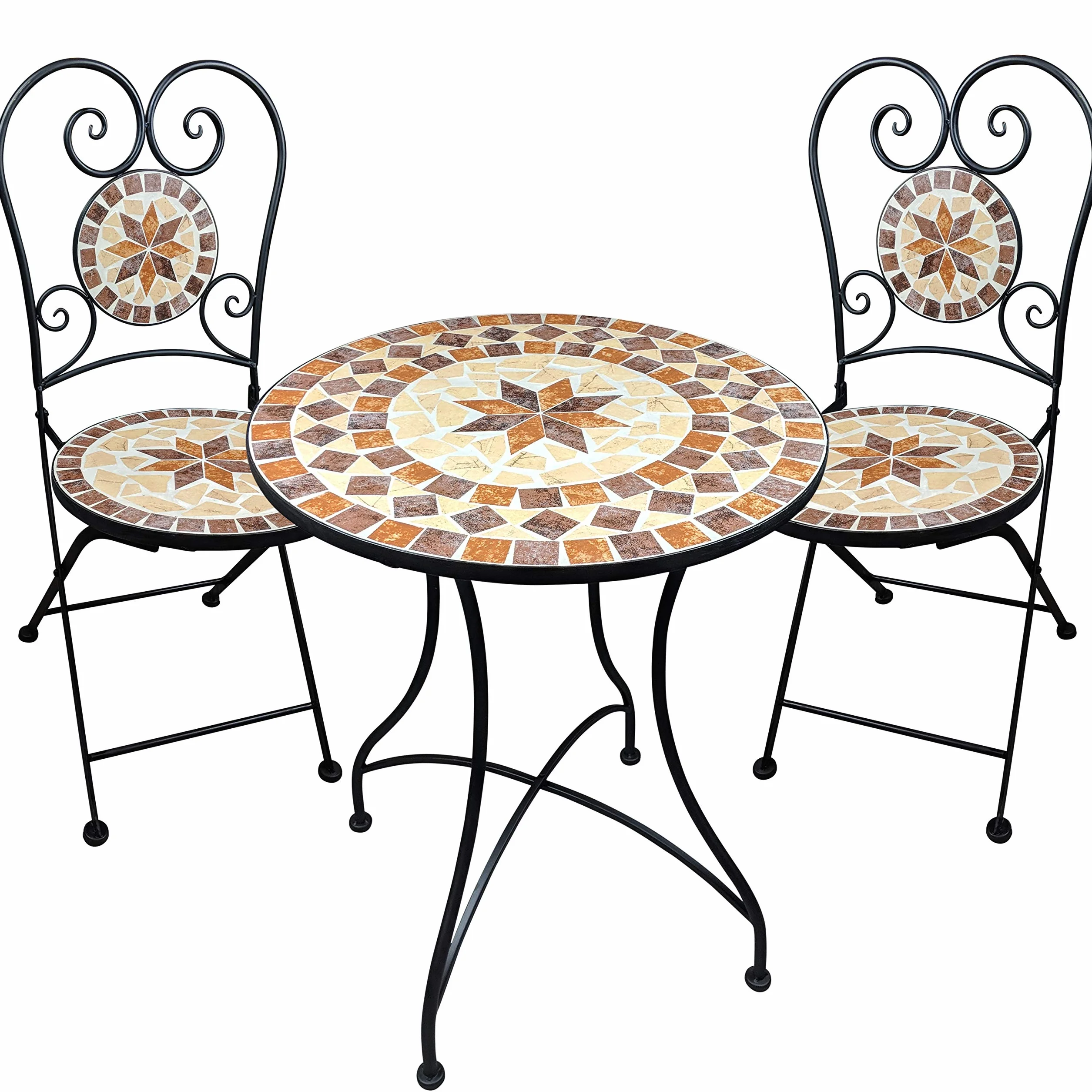 Table de Jardin Ronde en mosaïque 60 cm — Table d'appoint méditerranéenne pour Balcon