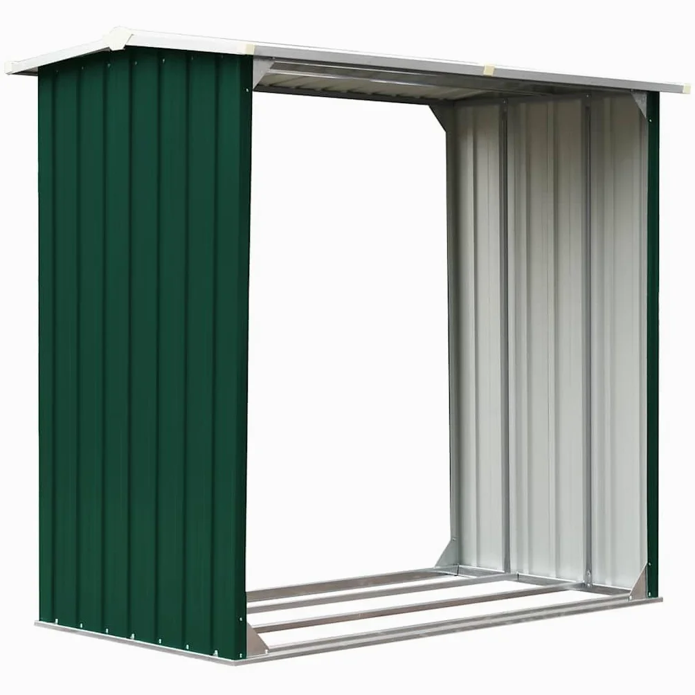 vidaXL Abri de Stockage de Bois Abri de Chauffage de Bois Abri de Jardin Rangement Extérieur Durable Acier Galvanisé 172x91x154 cm Vert