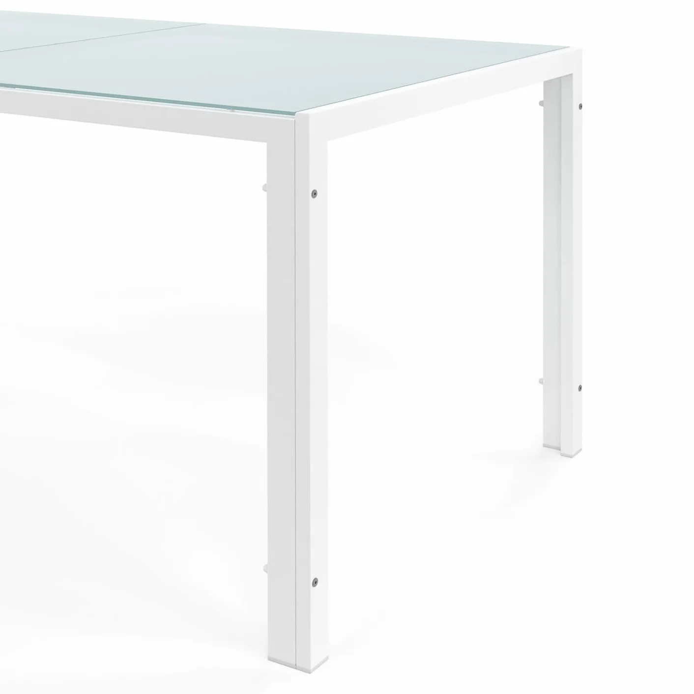 Salon de Jardin Madrid Table 190 cm 8 Chaises Empilables Blanc Beige
