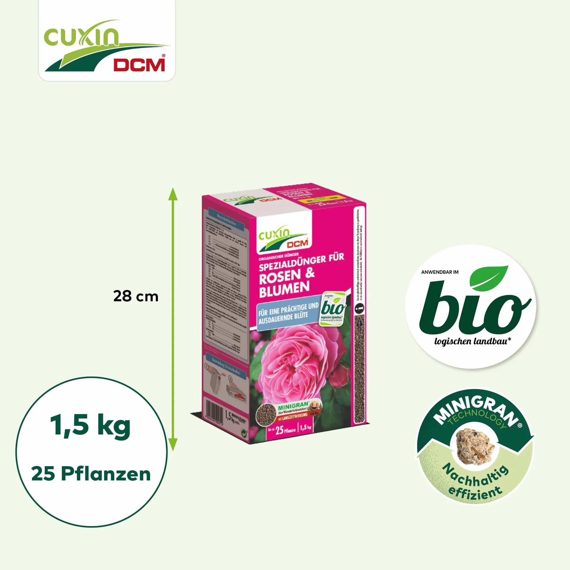 Cuxin Engrais bio Rose avec 3 mois Effet | également pour les fleurs et Clematis | Pure Nature Engrais organique |1,5kg | NPK 7–10