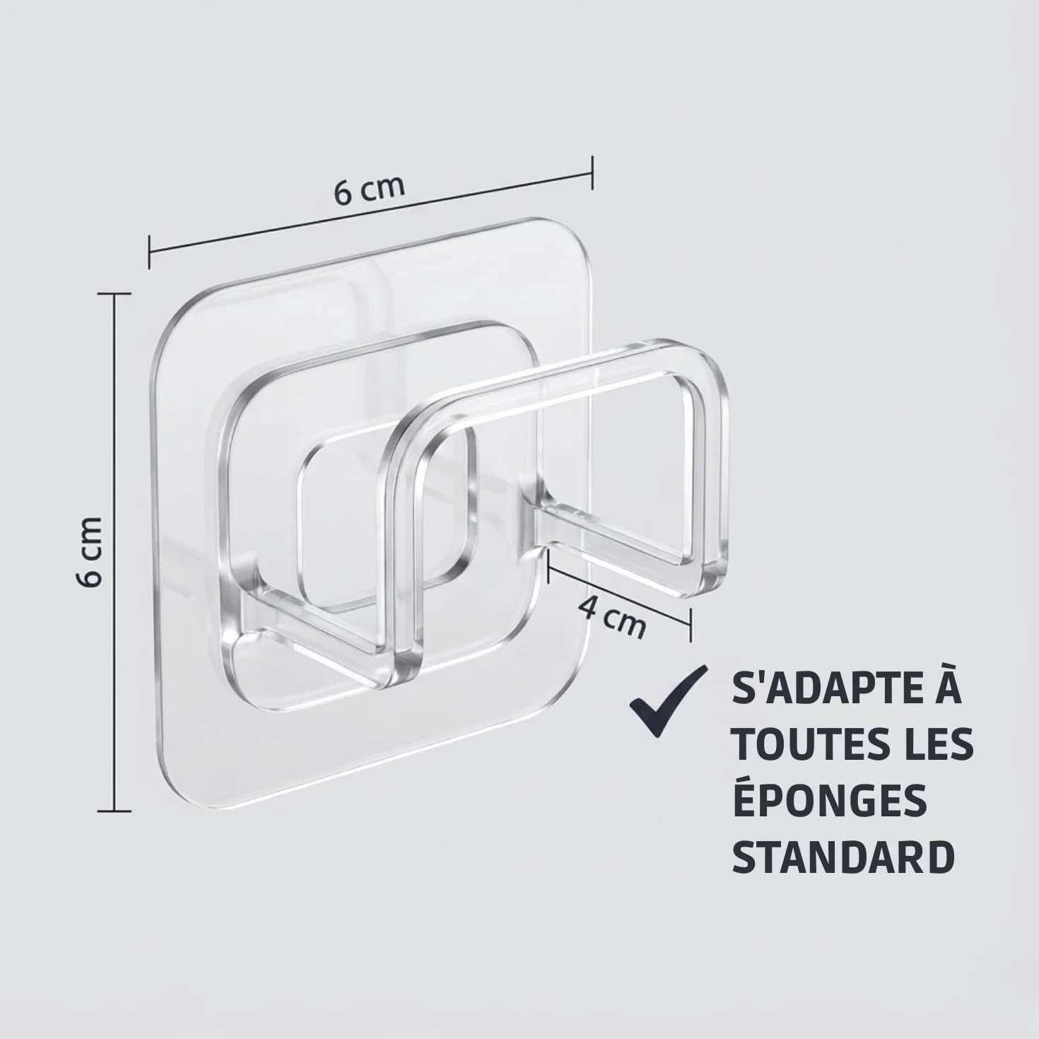 Porte Éponge Évier Cuisine Adhésif Transparent Invisible - Support Mural Sans Perçage Ultra-Forte & Étanche