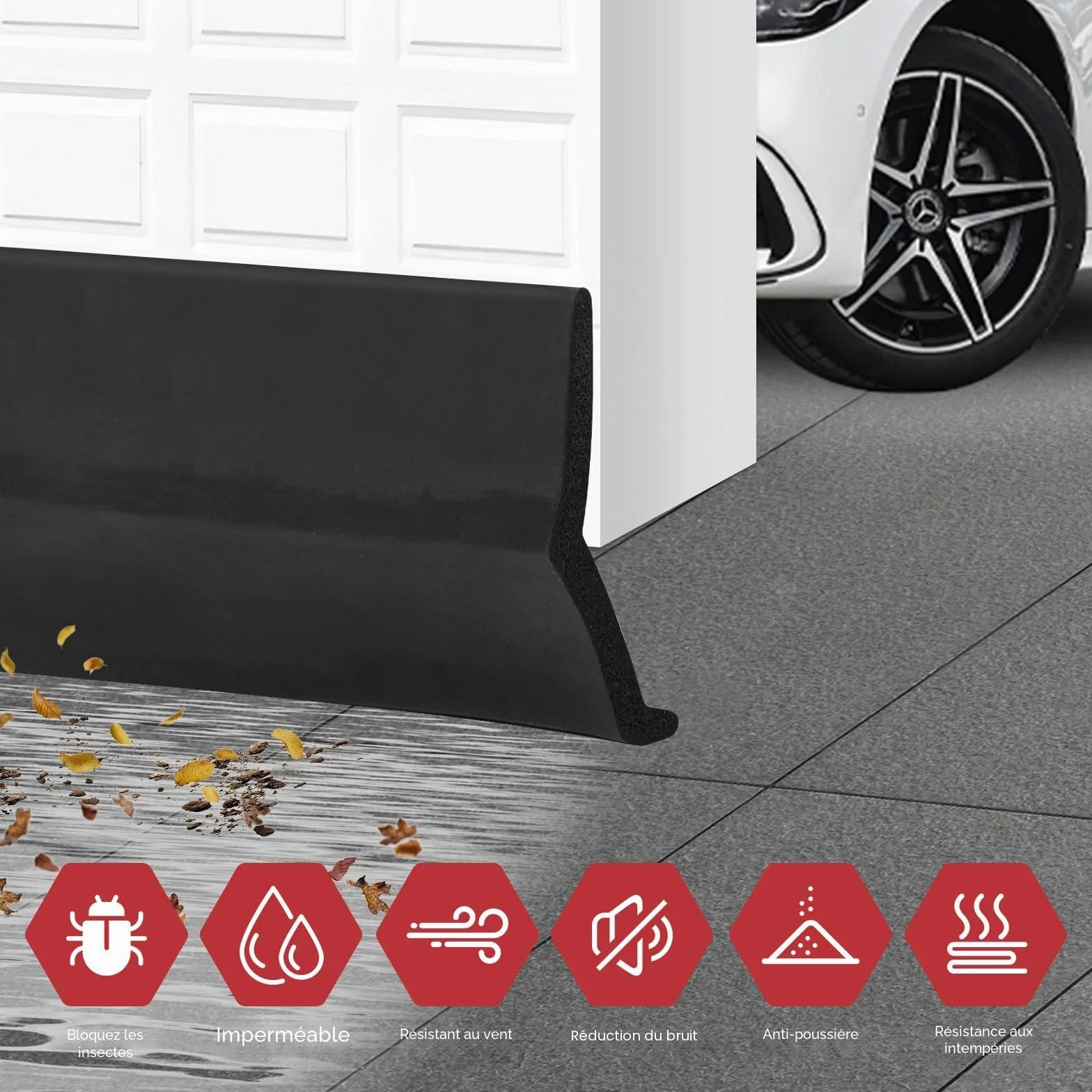 Joint porte garage universel bande d'étanchéité 3m caoutchouc mousse avec clous