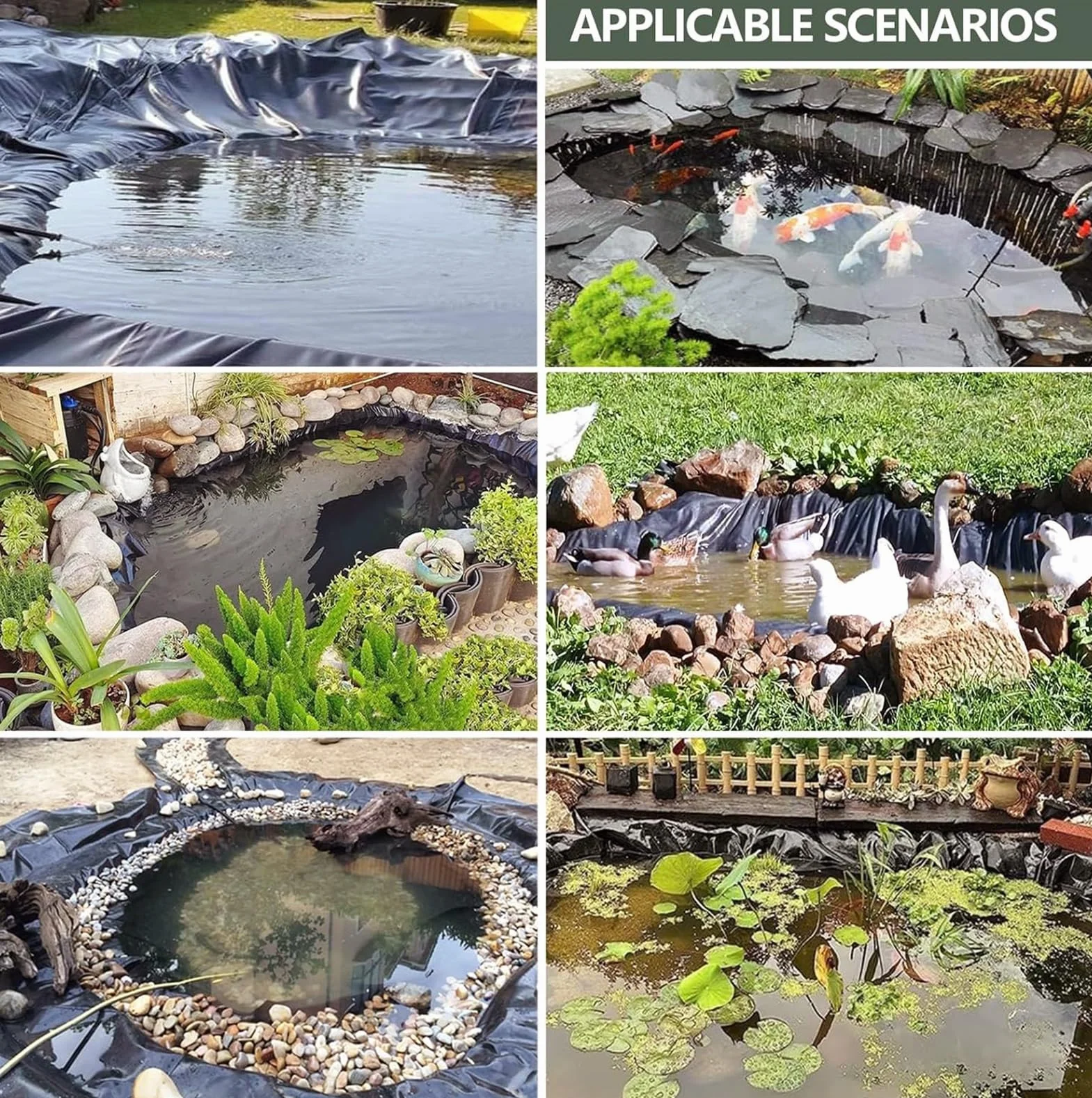Bache EPDM 7x8.5m Liner Bassin Piscine, Membrane renforcée Film d'étang résistant à la déchirure
