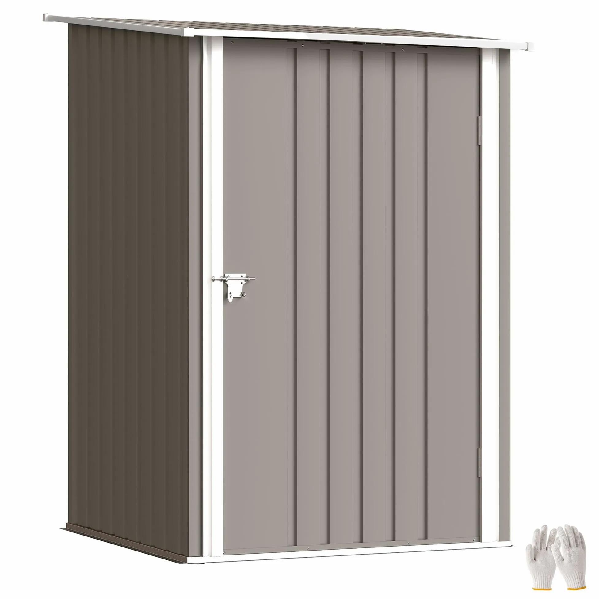 Outsunny Abri de Jardin 1m² - Remise pour Outils - cabanon Porte verrouillable - dim. 1L x 1,03l x 1,6H m - tôle d'acier ondulée Marron et Blanc