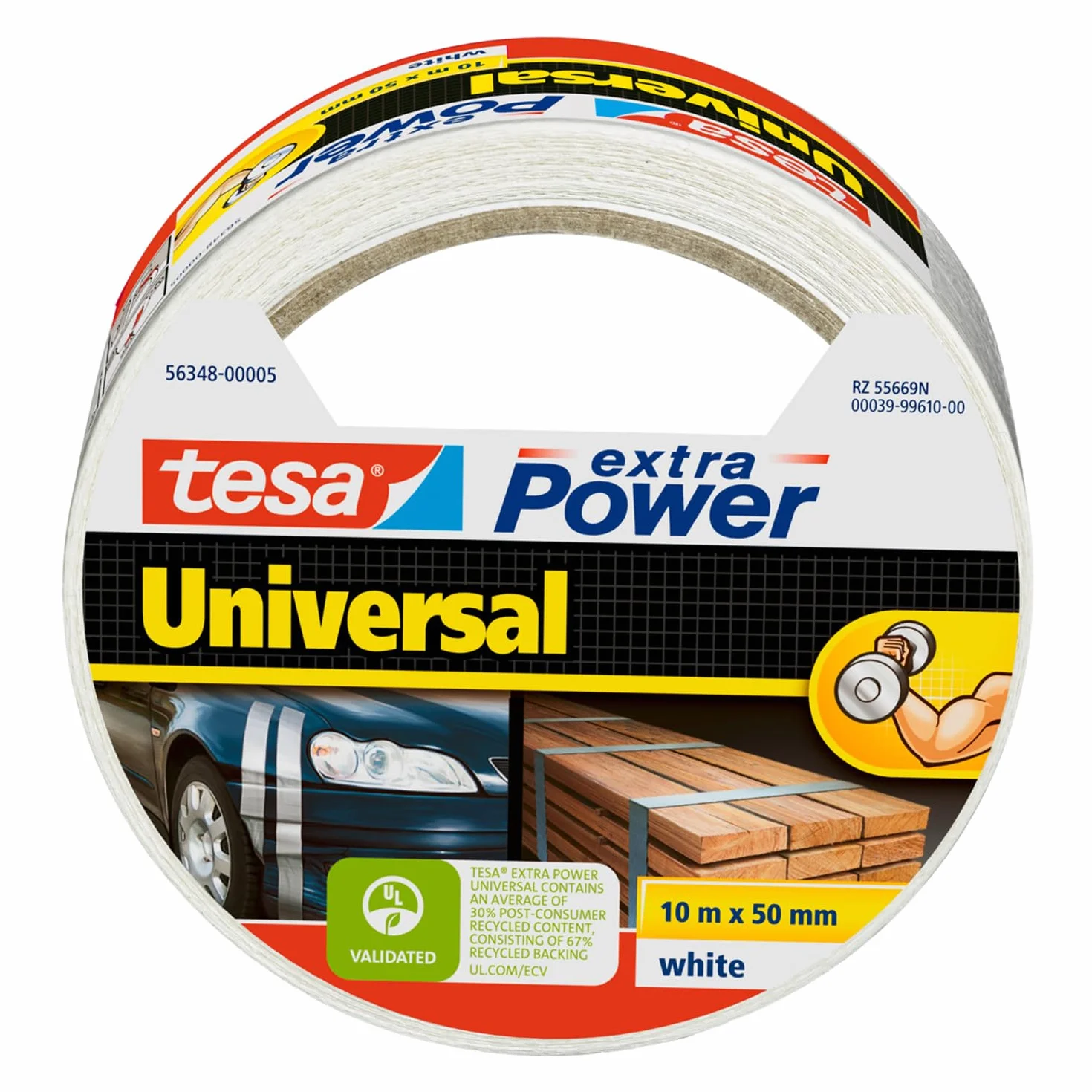 tesa Ruban Adhésif Toile Extra Power 10 m x 50 mm Blanc 1 Rouleau