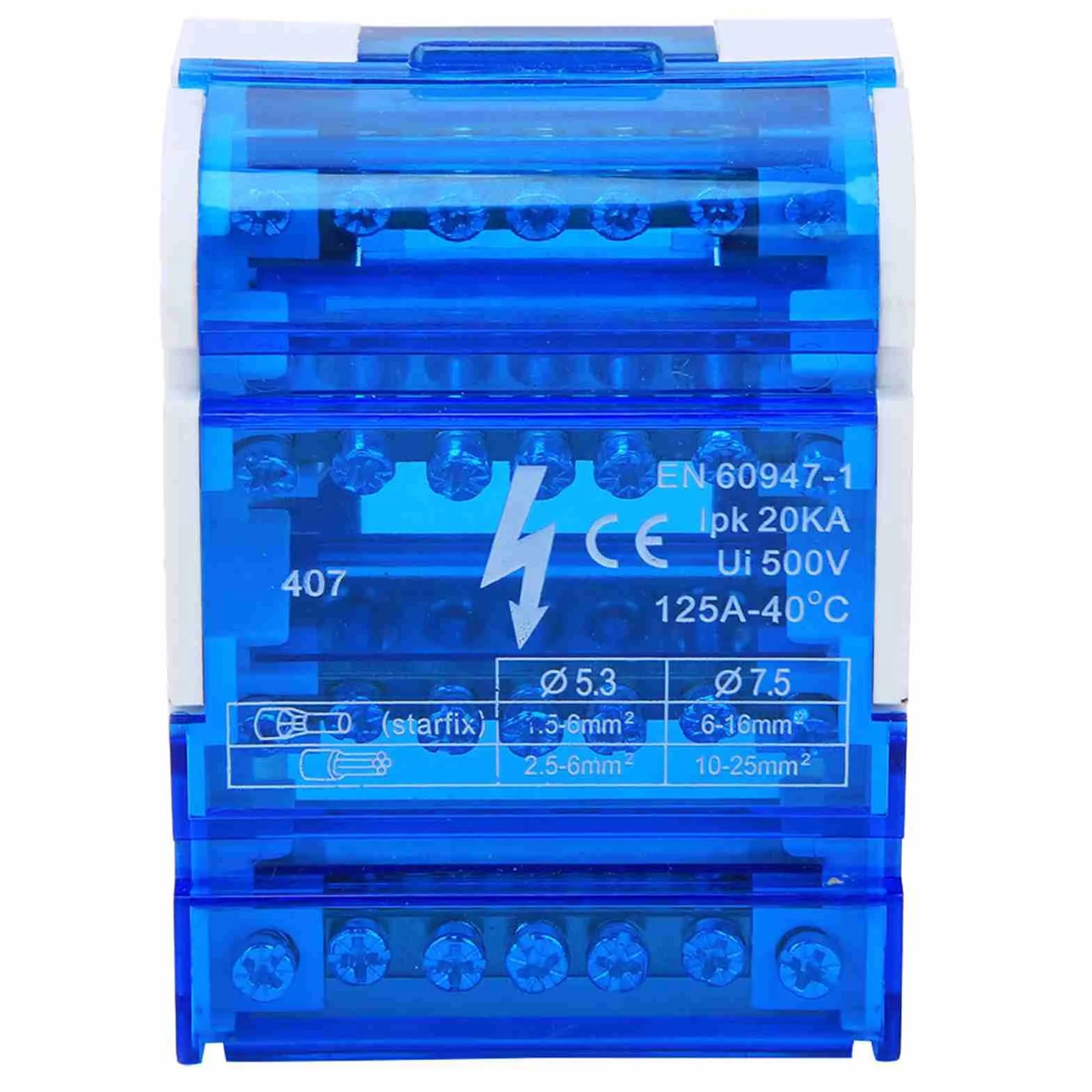 Dioche Répartiteur Tétrapolaire 125A 4 IN 24 OUT Boîte de Distribution Rail Din avec Couvercle Transparent