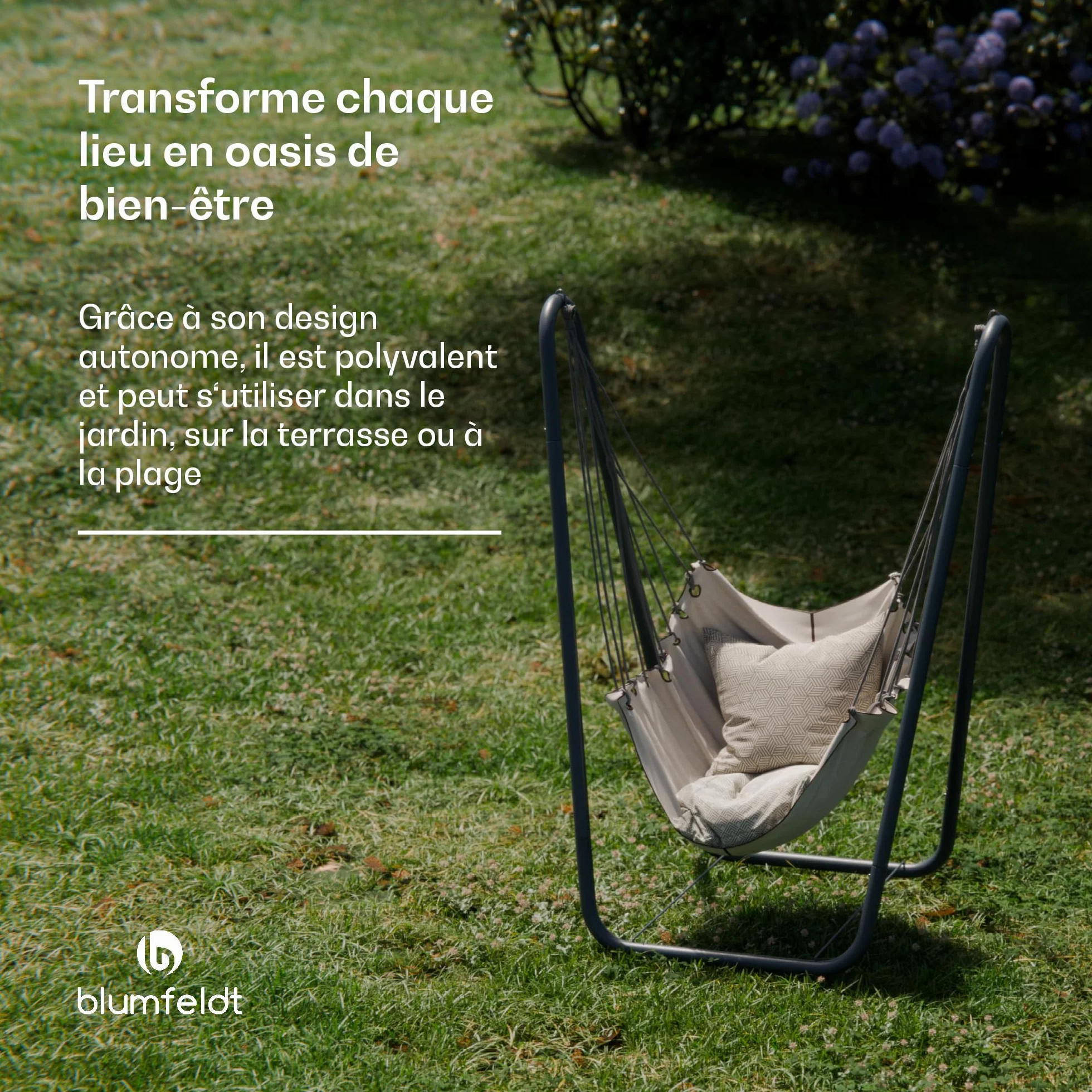 Blumfeldt Support de hamac transat Jardin extérieur Acier Enduit antirouille 160 kg