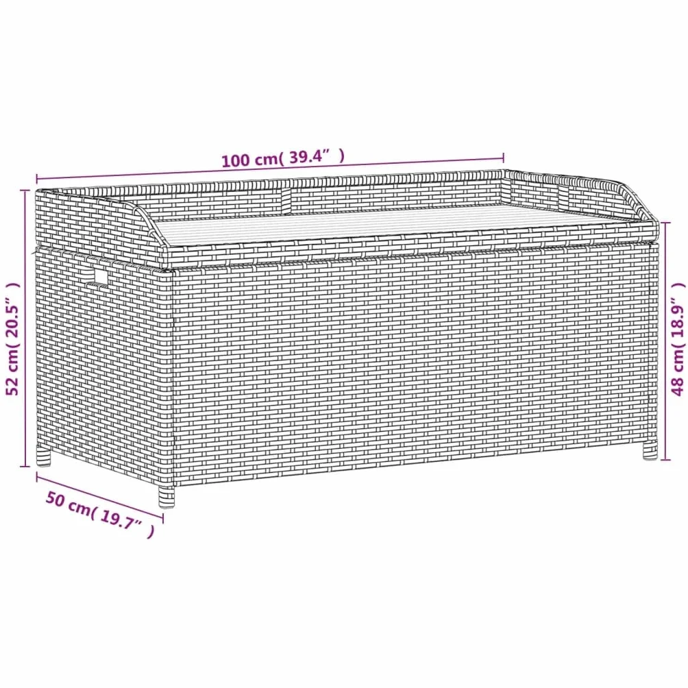 Coffre de Rangement Extérieur en Résine Tressée et Bois, Banc Coffre à Coussin pour Jardin Patio (Gris)
