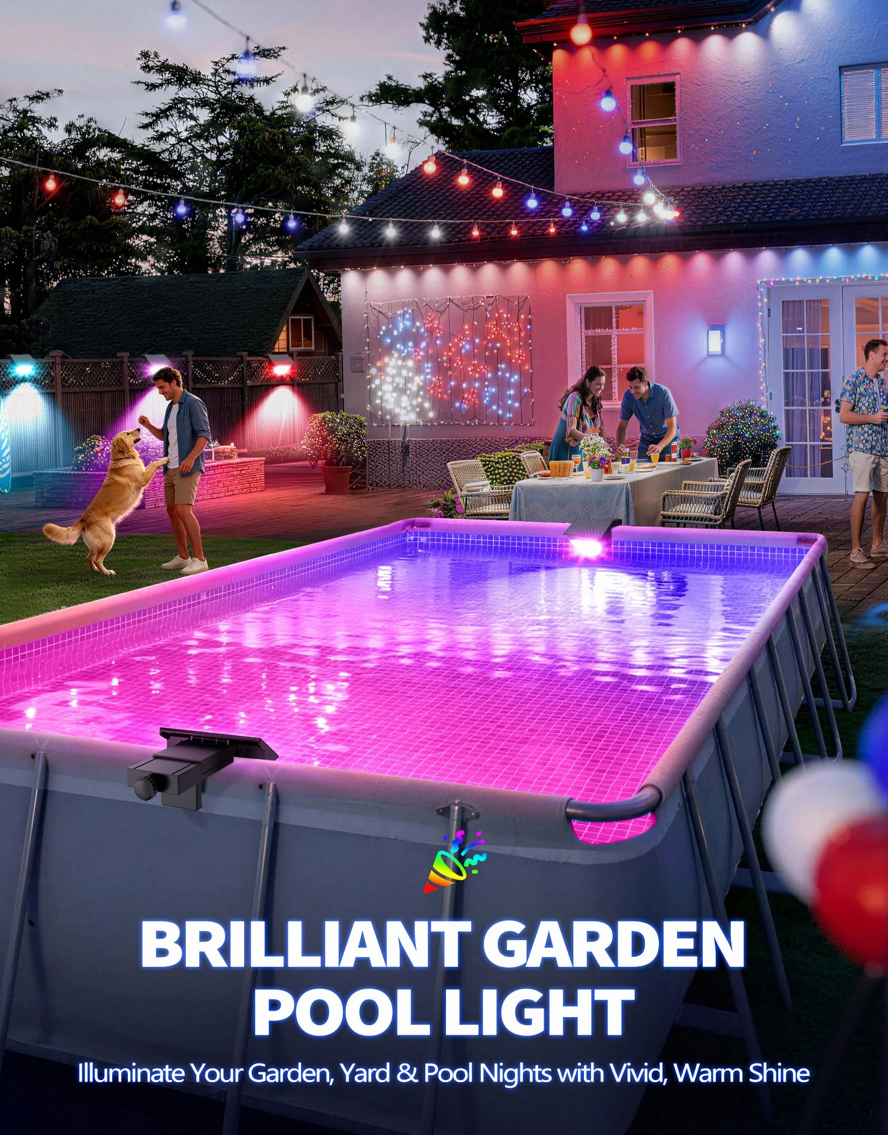 Lampe Piscine LED Solaire IP68 RGB 10 Modes, Etanche Sans Fil Jardin 2PCS