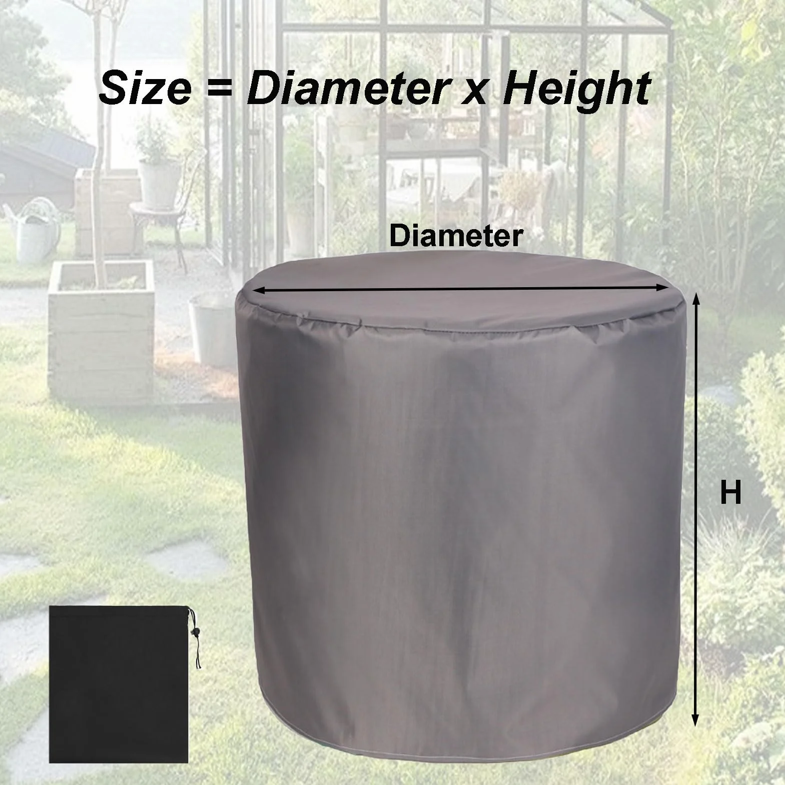 Housse ronde pour meubles de jardin - Imperméable et résistante - 420D