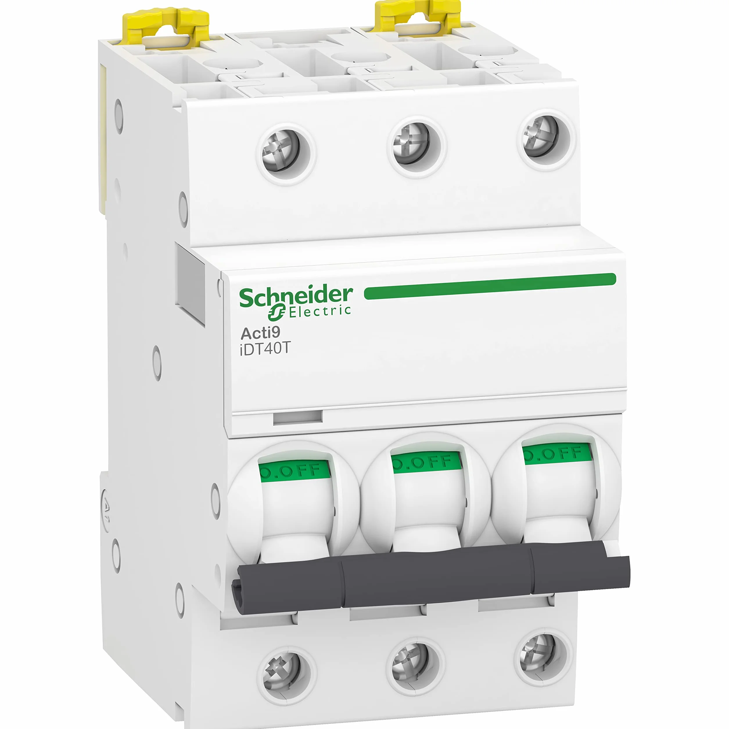 Schneider Electric Acti9 iDT40T disjoncteur modulaire 3P 32A courbe D 4500A 6kA A9P32332