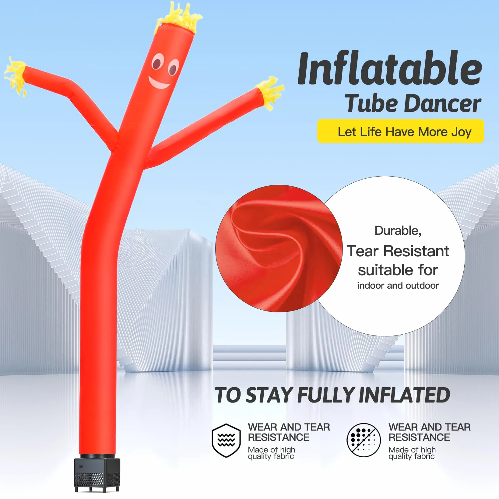 Red Sky Tube gonflable pour danseuse de marionnette gonflable avec lumières et souffleur intégré – Tube de danse Wacky Wacky pour la promotion d'entreprise, la publicité de Noël