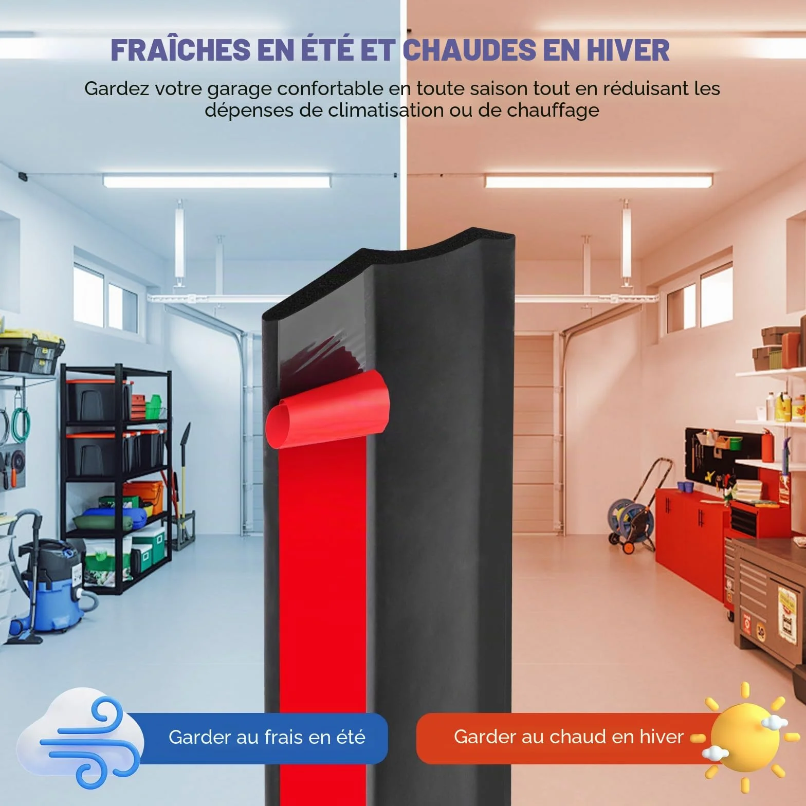 Joint porte garage universel bande d'étanchéité 3m caoutchouc mousse avec clous
