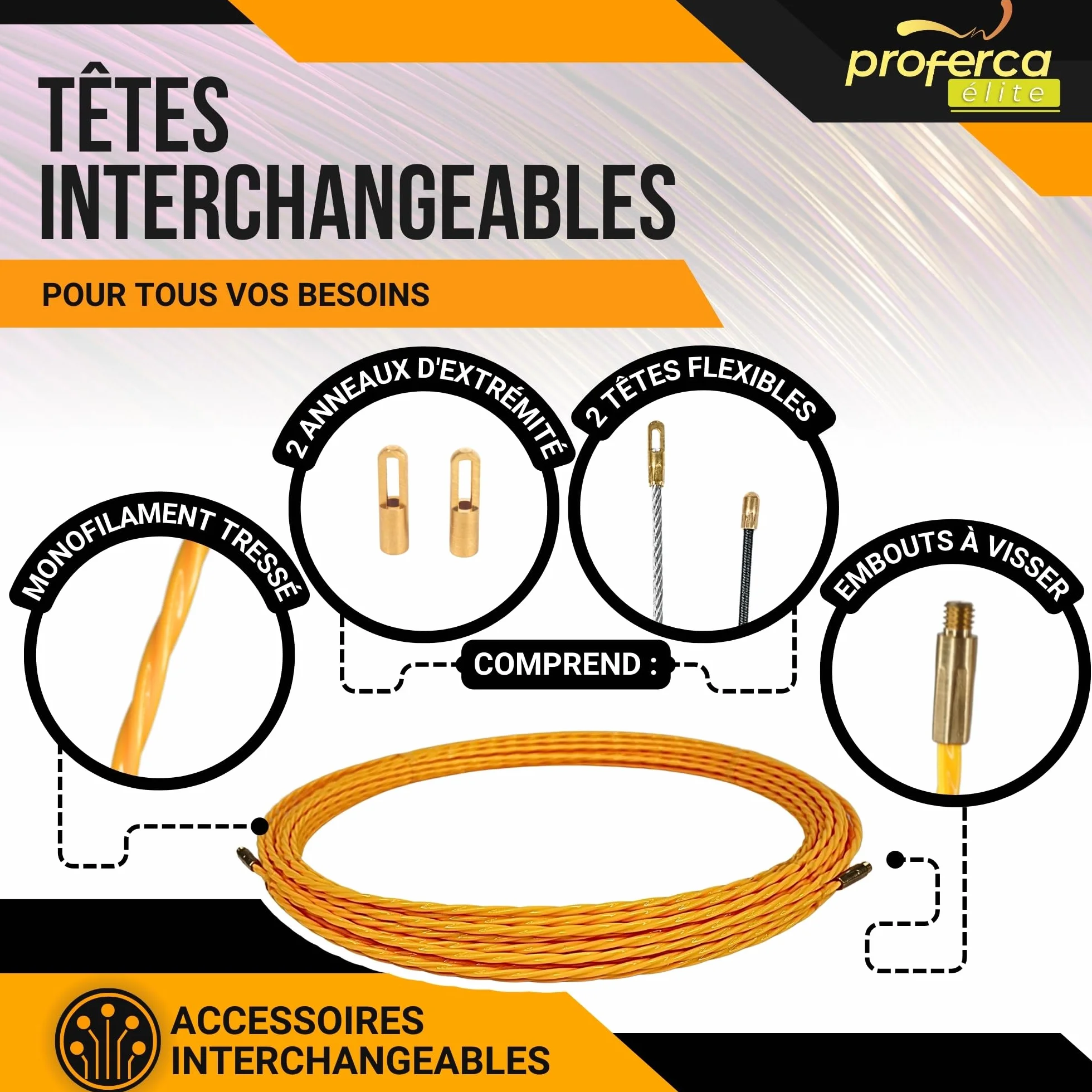 Aiguille Electricien 3mm 15 Mètres Tire Fil Électrique Robuste Passe Câble