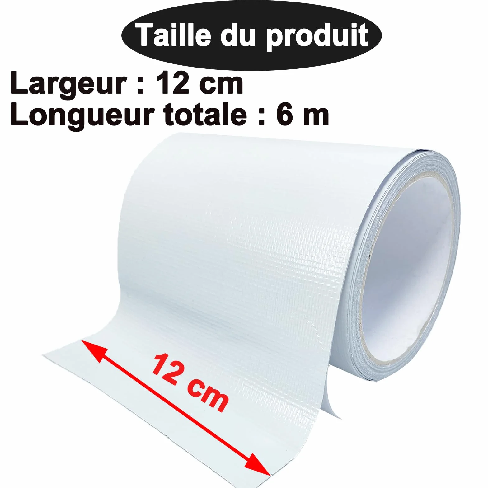 Ruban de réparation imperméable résistant aux UV 12 cm Blanc pour auvents bâches tentes