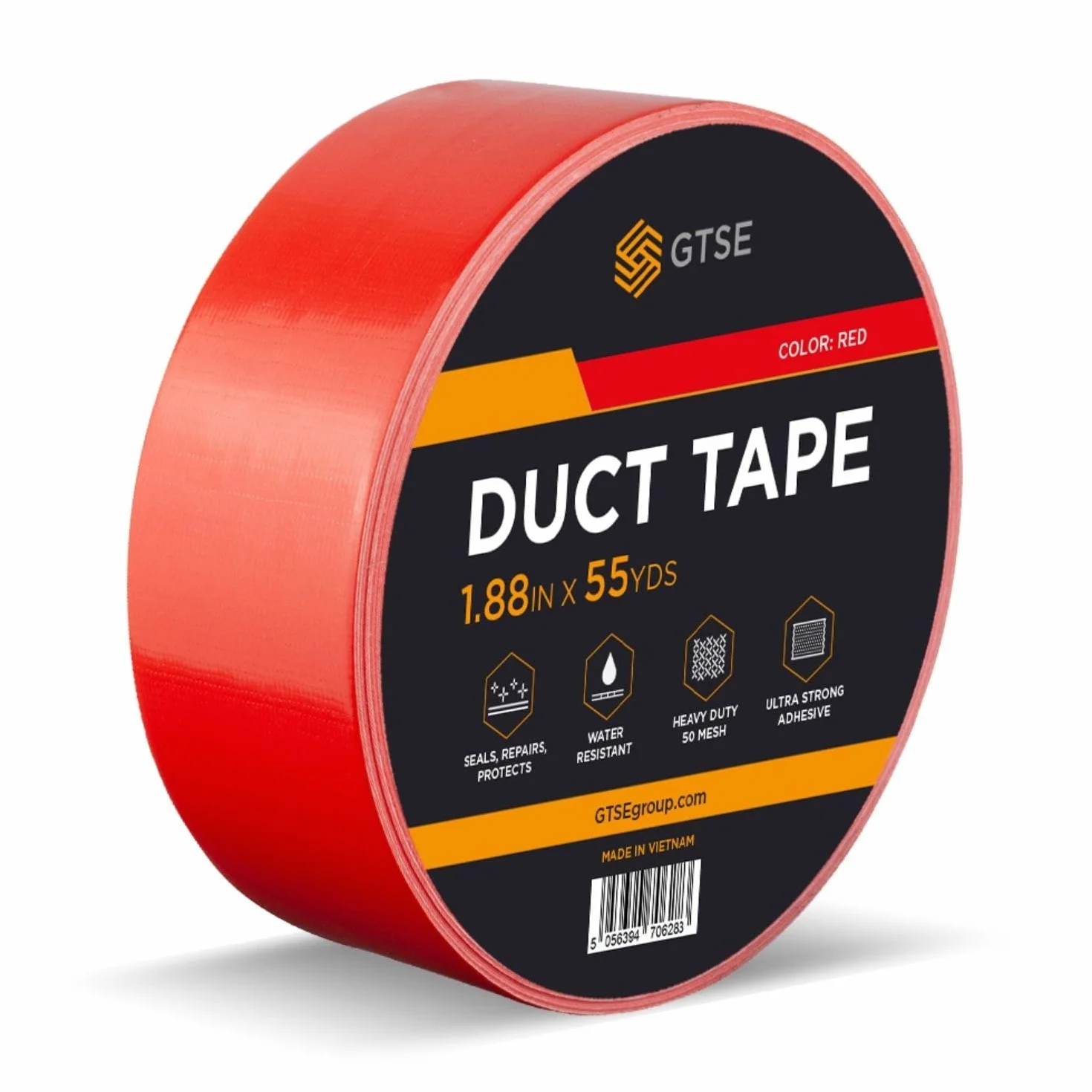GTSE Ruban adhésif toilé Duct tape Gaffer Rouge 48 mm x 50 m 1 rouleau résistant imperméable