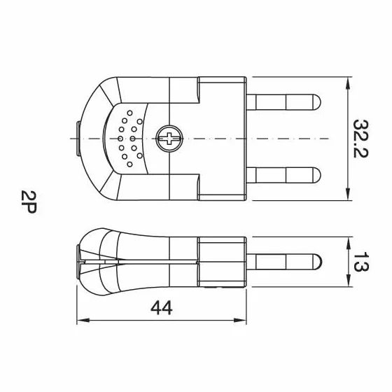 Fiche Électrique Mâle Plate 10A Compatible Câbles 2x0,75mm2 à 2x1mm2