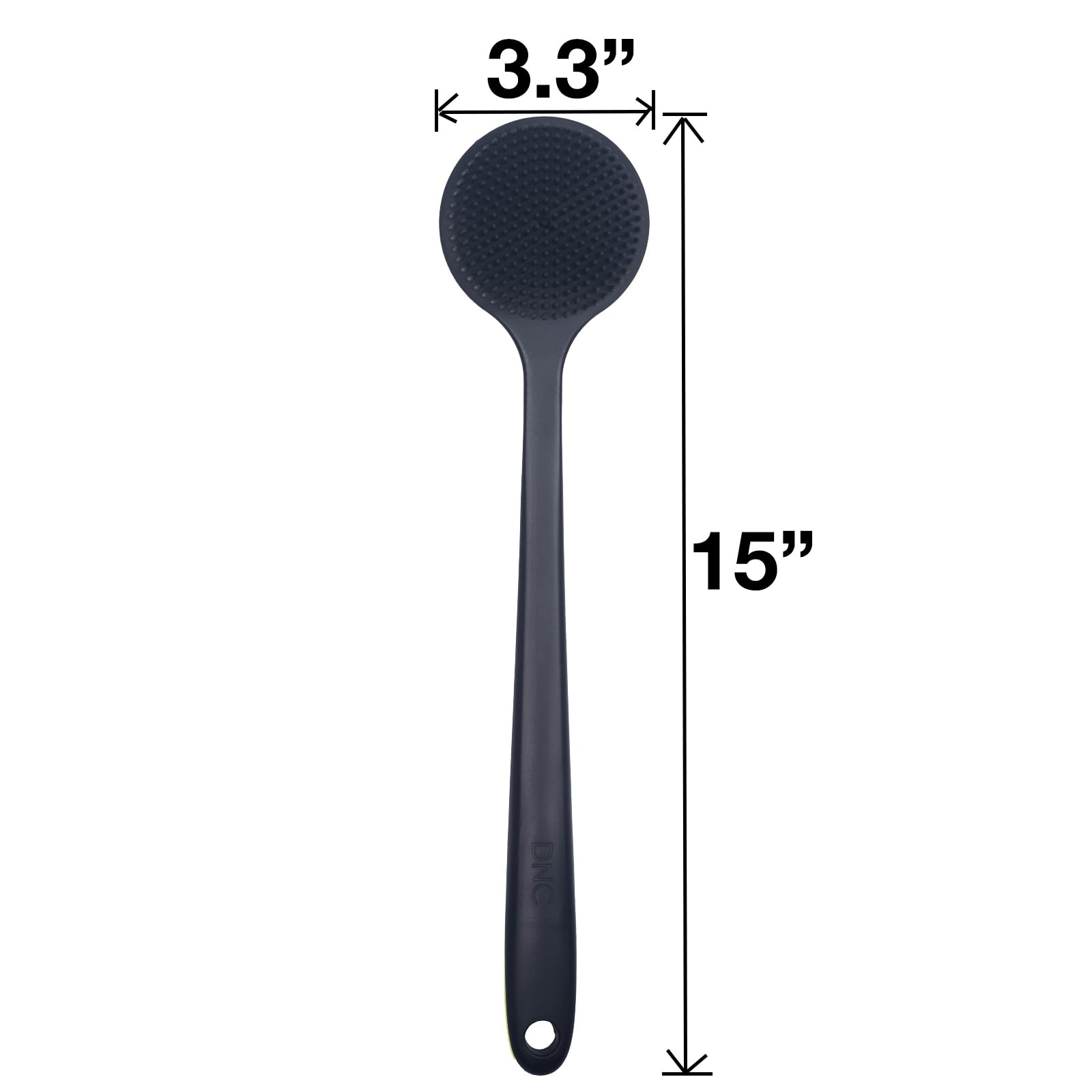 Soft Silicone Back & Body Brush with Extended Handle, Black