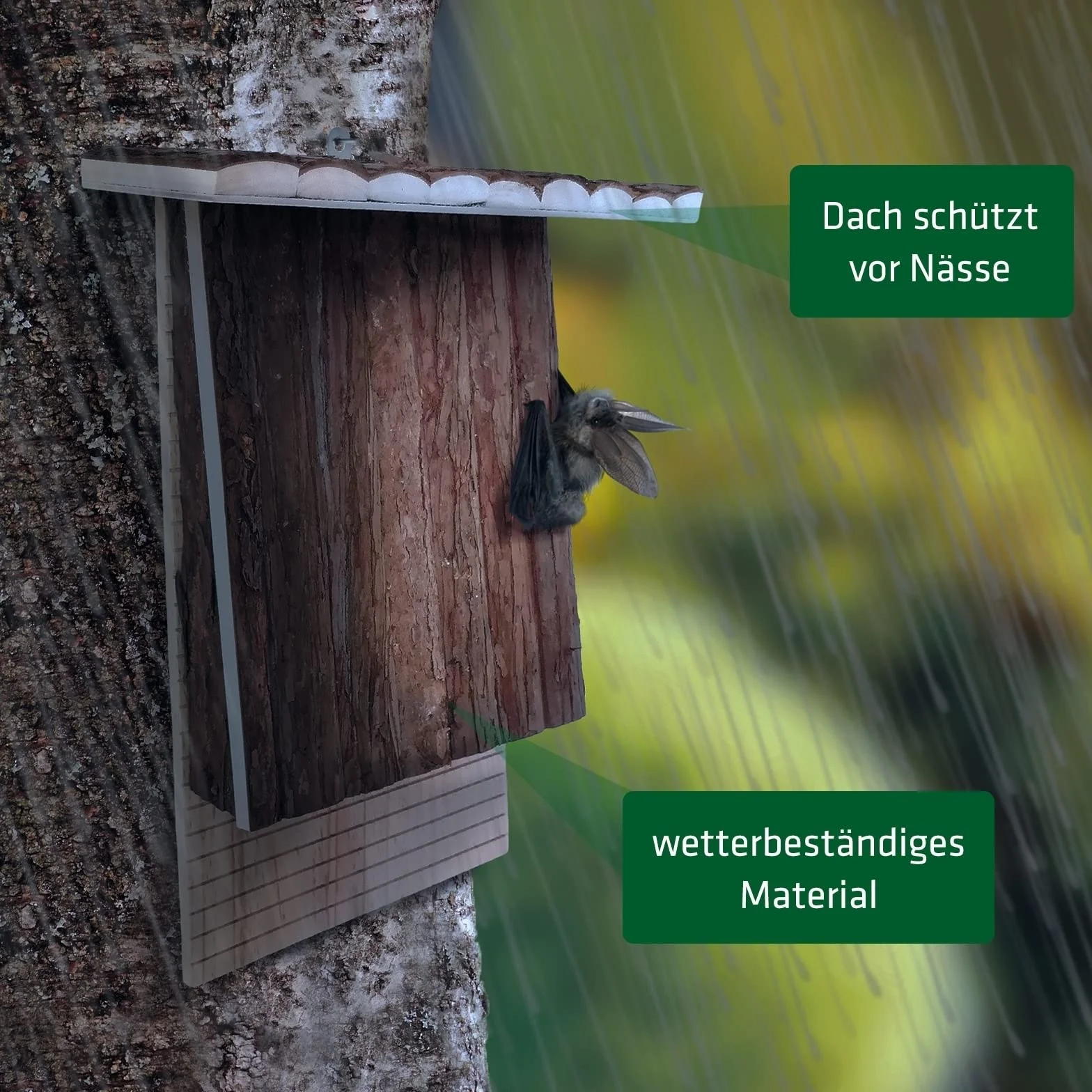 GARDIGO® Bat Box Nichoir à Chauve-Souris Bois Naturel 40 x 32 x 11 cm