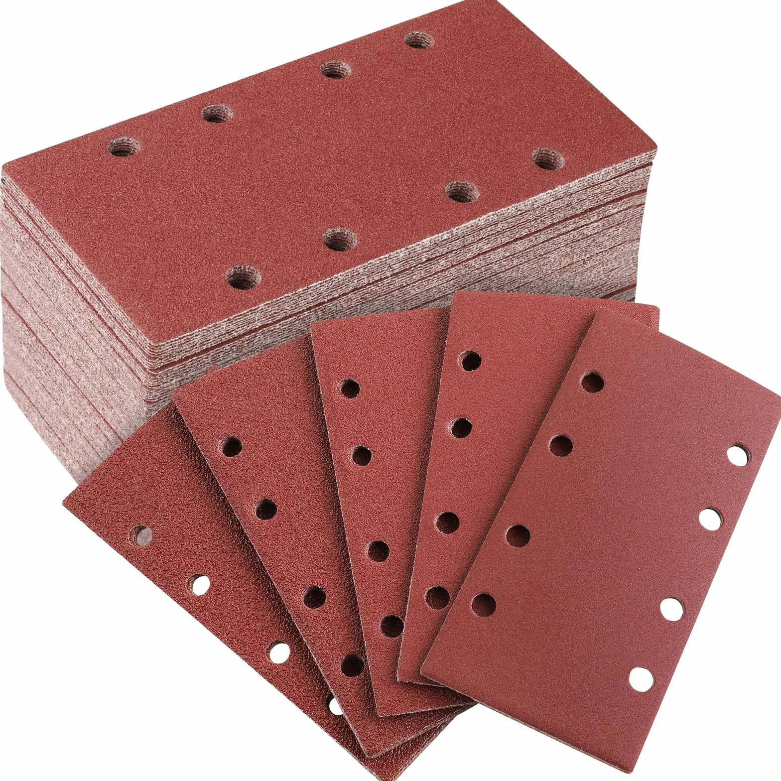 Papier a Poncer 93x185mm 40/60/80/120/240 Grains Feuilles Abrasives pour Ponceuse Vibrante 50 Pièces