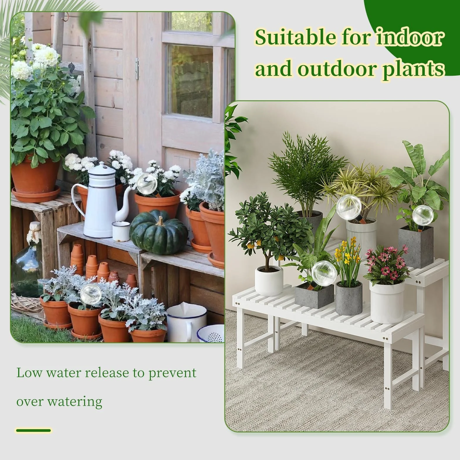 Pipihome Boule Arrosage Plante, Lot de 4 Globe d'Arrosage Goutte, Arrosage Plante Vacances Automatique Transparent, Cônes d'argile d'Irrigation Boules d'Intérieur et d'Extérieur