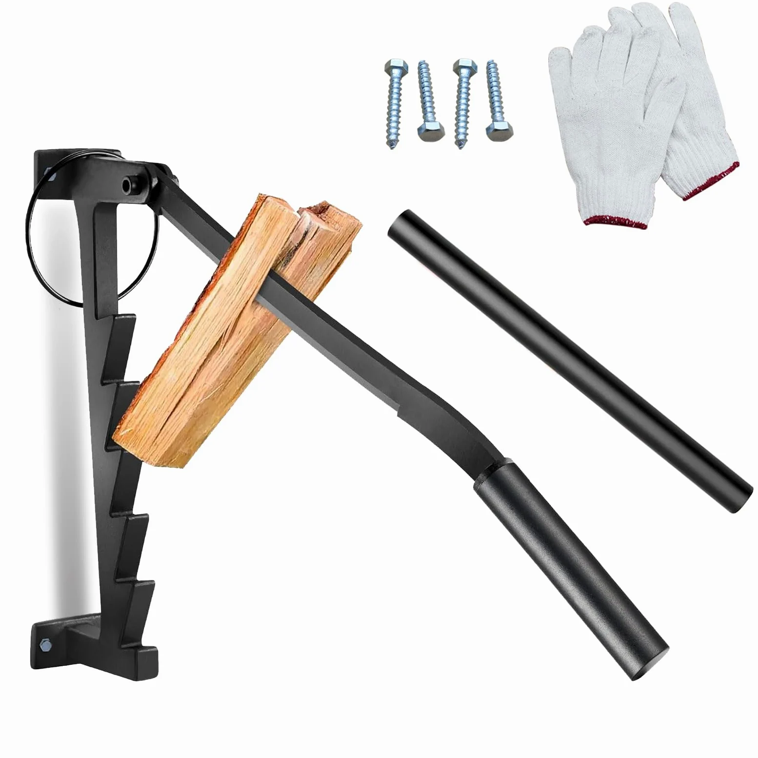 Fendeur de bois manuel - Fendeuse de bois murale pratique - Fendeuse de bois de chauffage efficace avec acier au carbone et poignées amovibles - Convient pour l'intérieur et l'extérieur