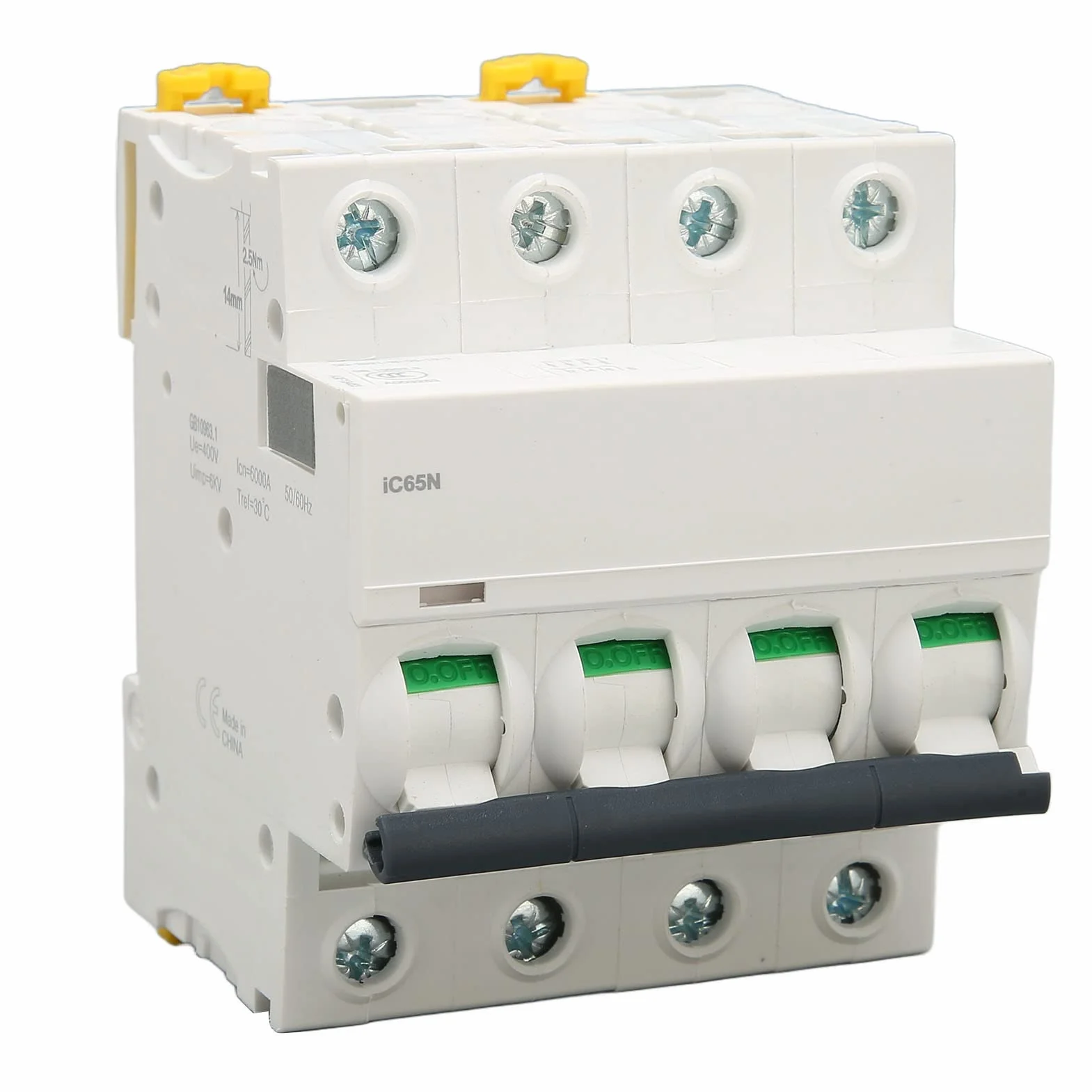 Disjoncteur Miniature 4P 400V AC 20A 6kA Protection Surcharges Courts-Circuits