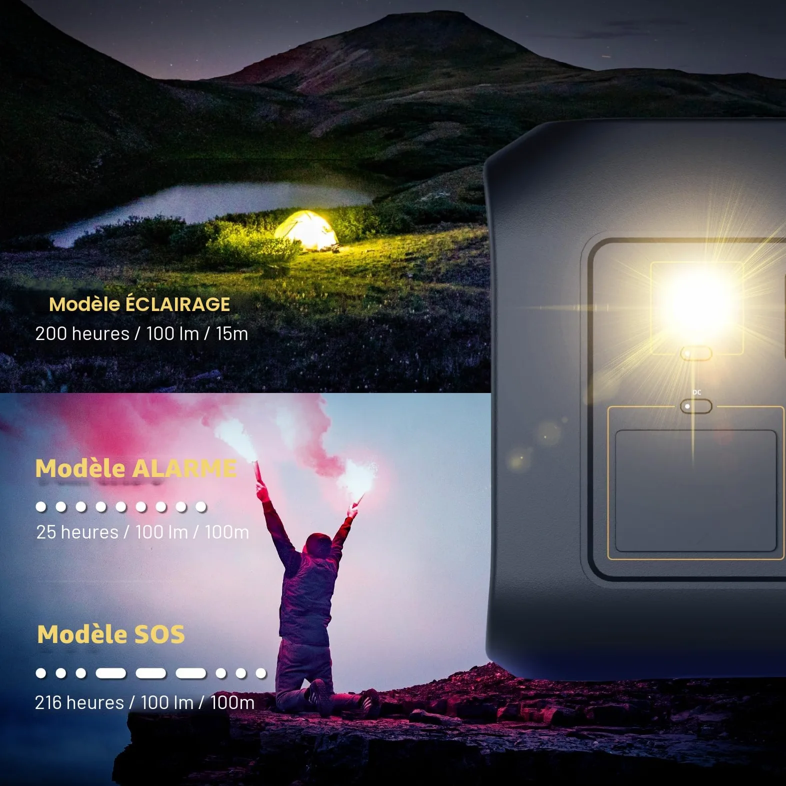 Power Station portable 300W (max. 500W), 288Wh, mémoire 230V AC USB-PD60W, lampe de poche LED, Lifepo4, générateur solaire extérieur, camping, alimentation d'urgence