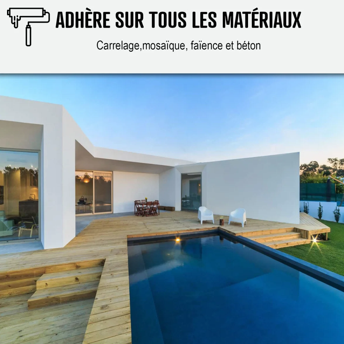 Resine transparente etancheite piscine carrelee 5 m² support poreux ARCANE INDUSTRIES