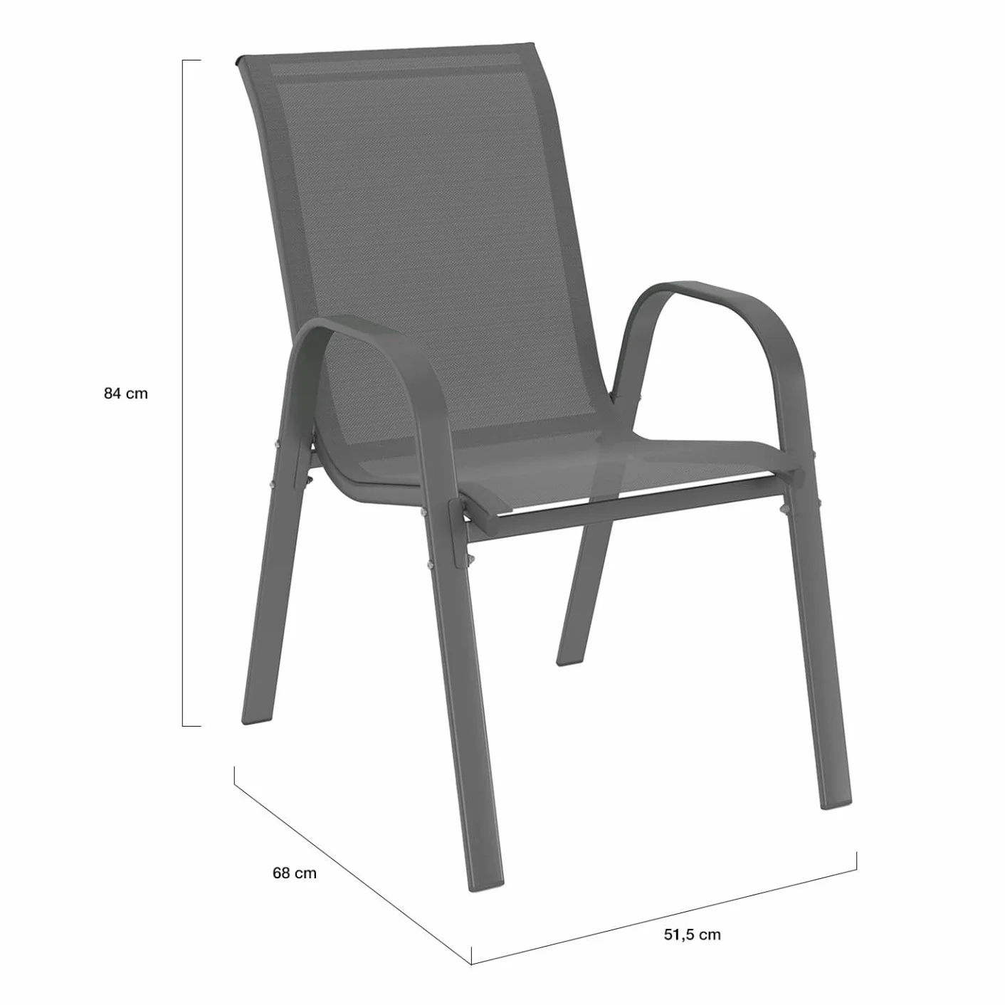 Salon de Jardin Madrid Table 190 CM 8 Chaises Empilables Gris Anthracite