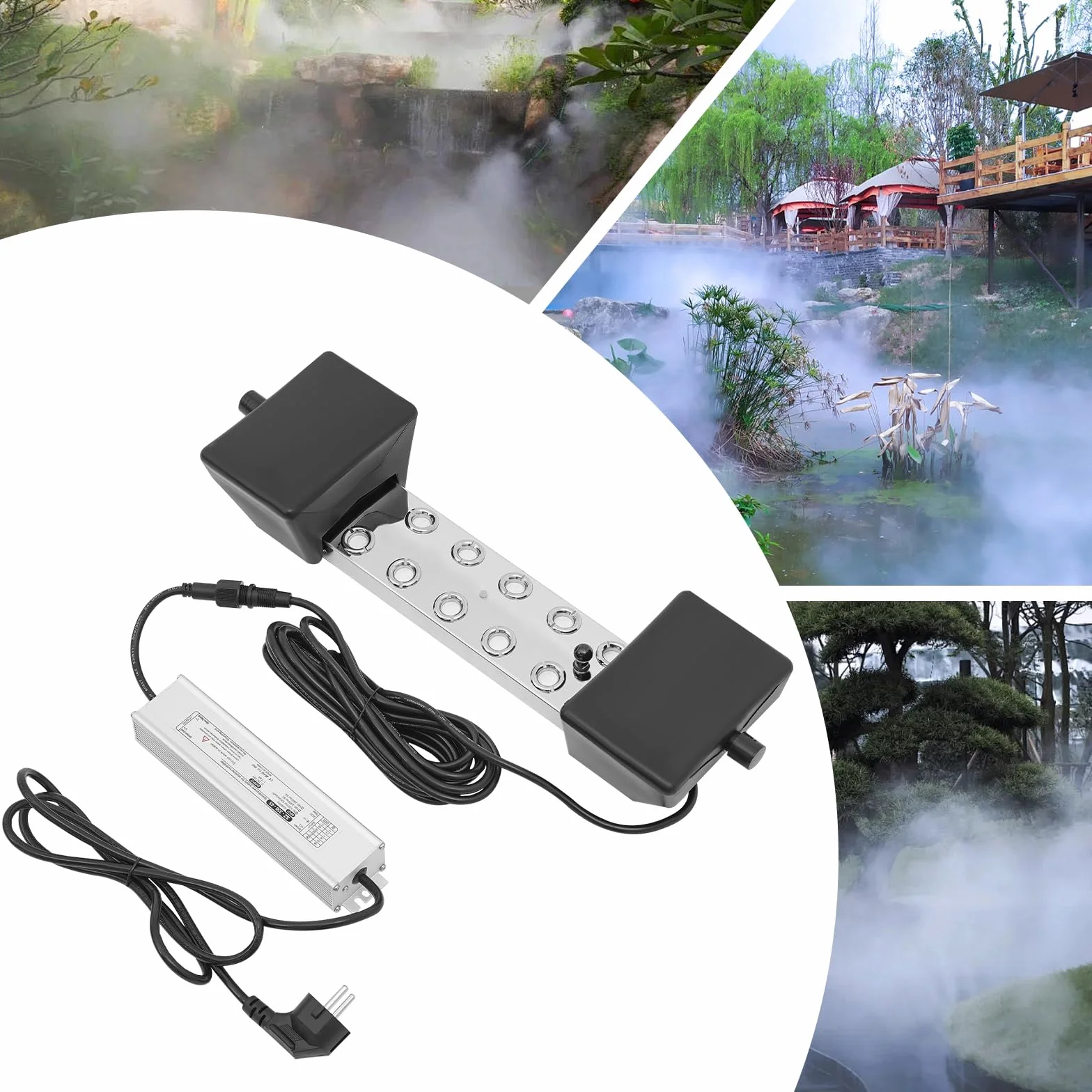 Générateur de brume à ultrasons 10 têtes 350 W IP68 acier inoxydable prise européenne