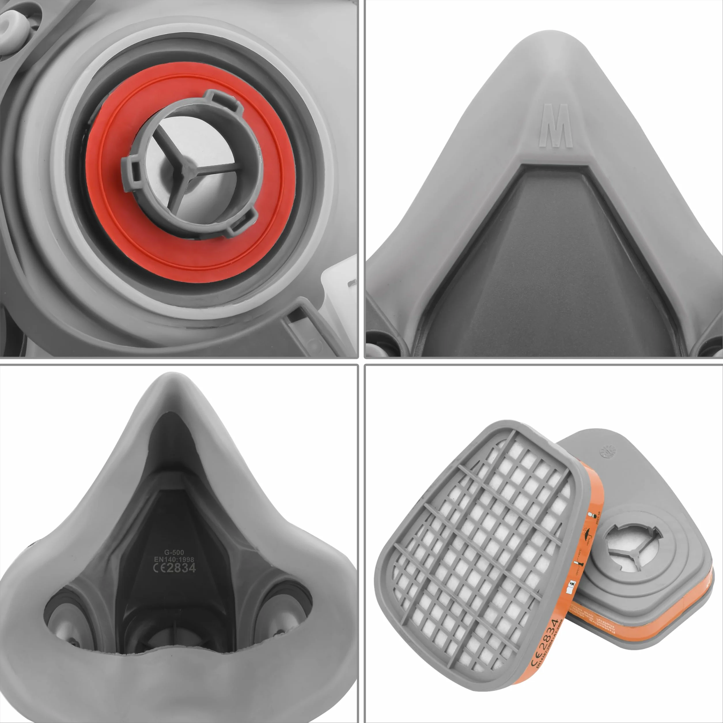 AirGearPro G-500 Masque de Protection Respiratoire Réutilisable Anti poussière Gaz avec Filtres et Lunettes de Protection