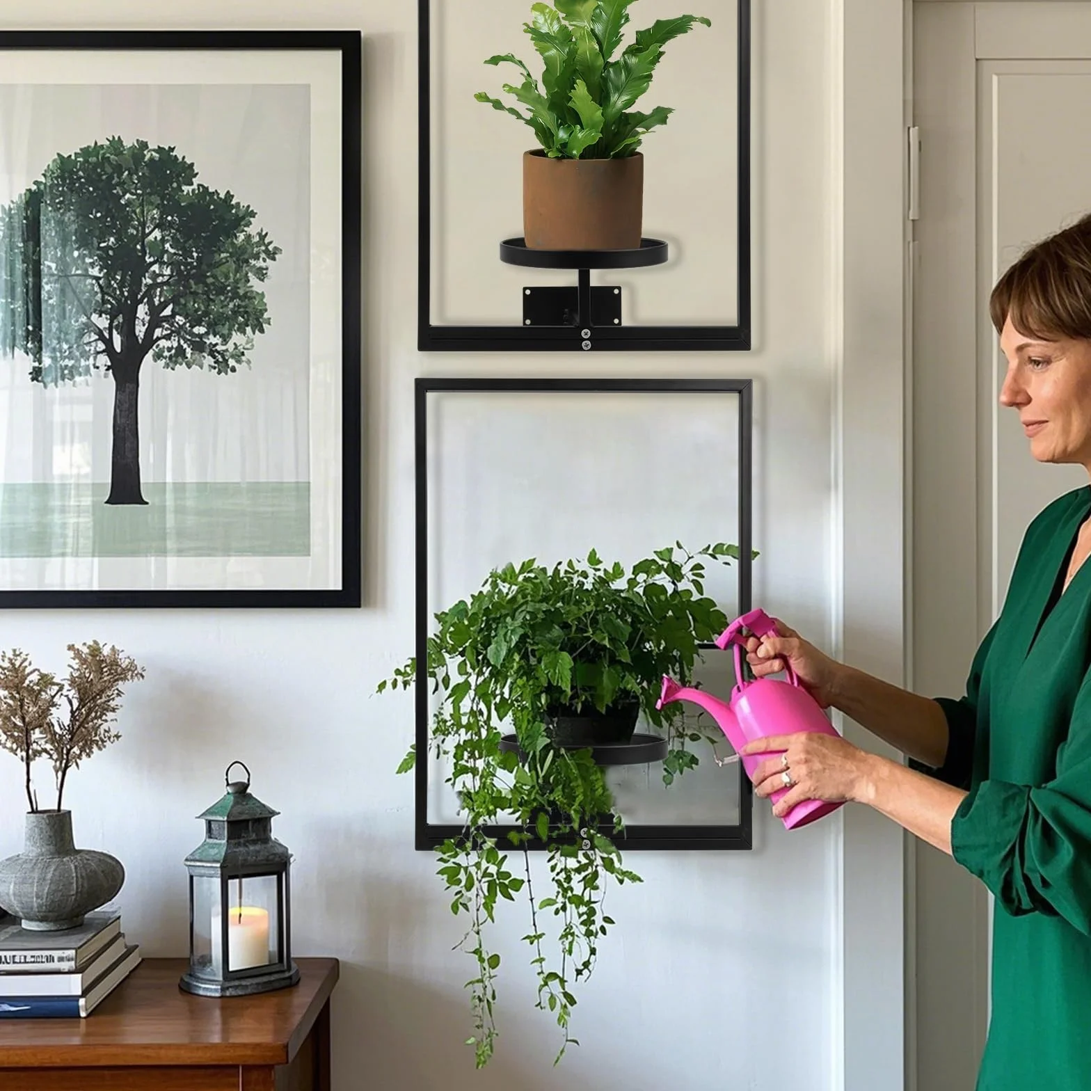 Support pour Plantes d'intérieur 3 Pièces avec Vis Étagère Murale en Métal pour Pots de Fleurs